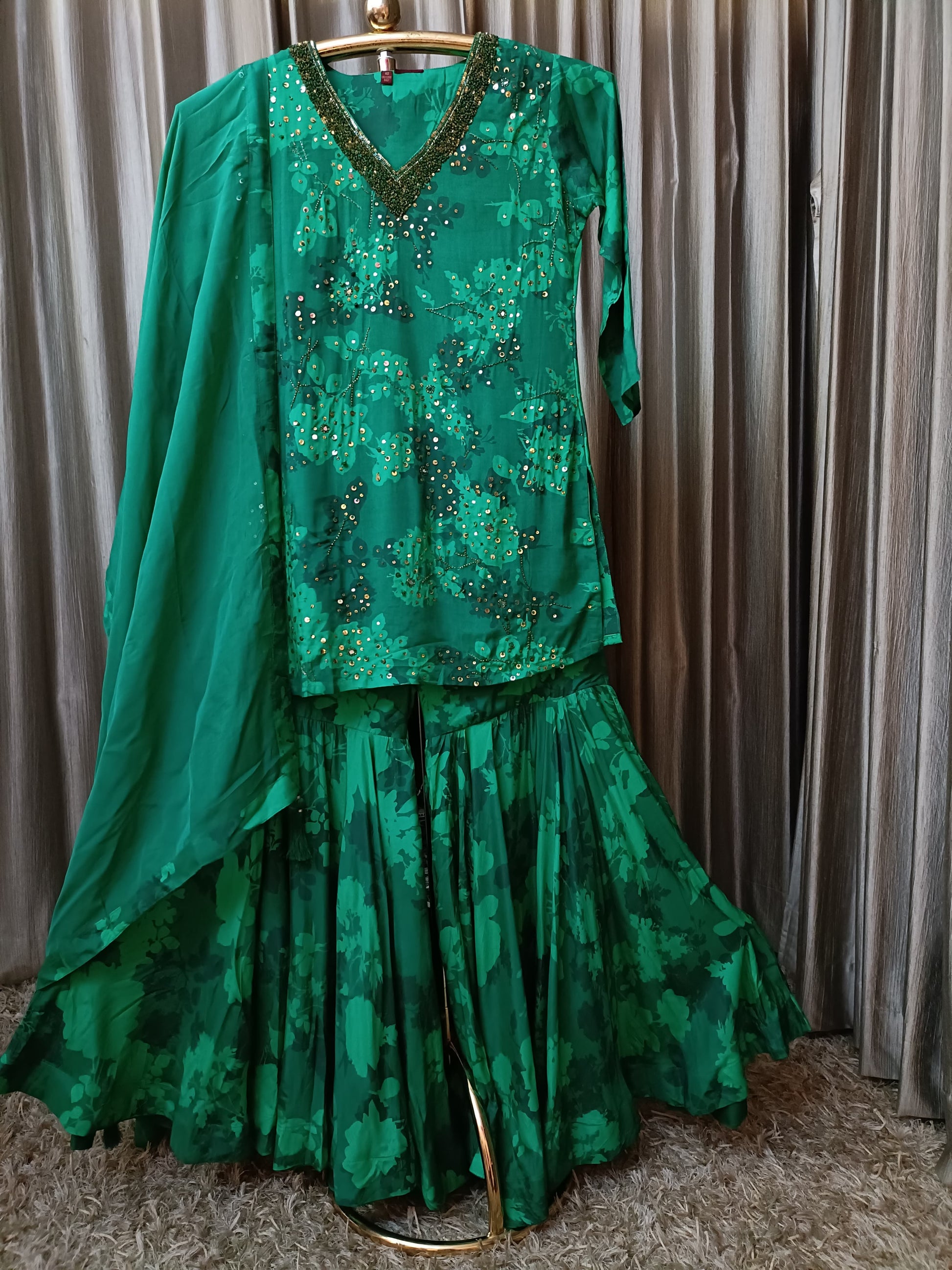 COTTON SILK GHARARA SET FLORAL PRINT