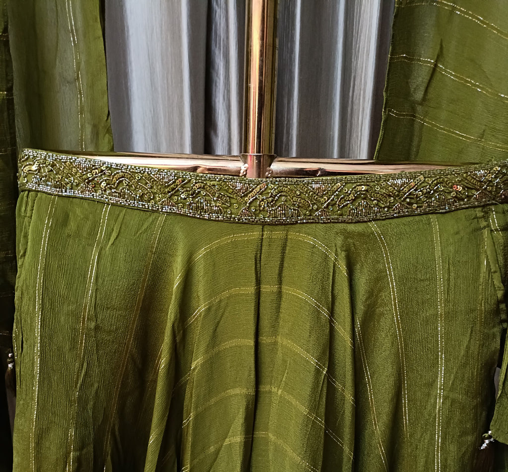 INDO-WESTERN FLARE PALAZZO WITH CROP TOP AND SHRUG MEHNDI OCCASSION