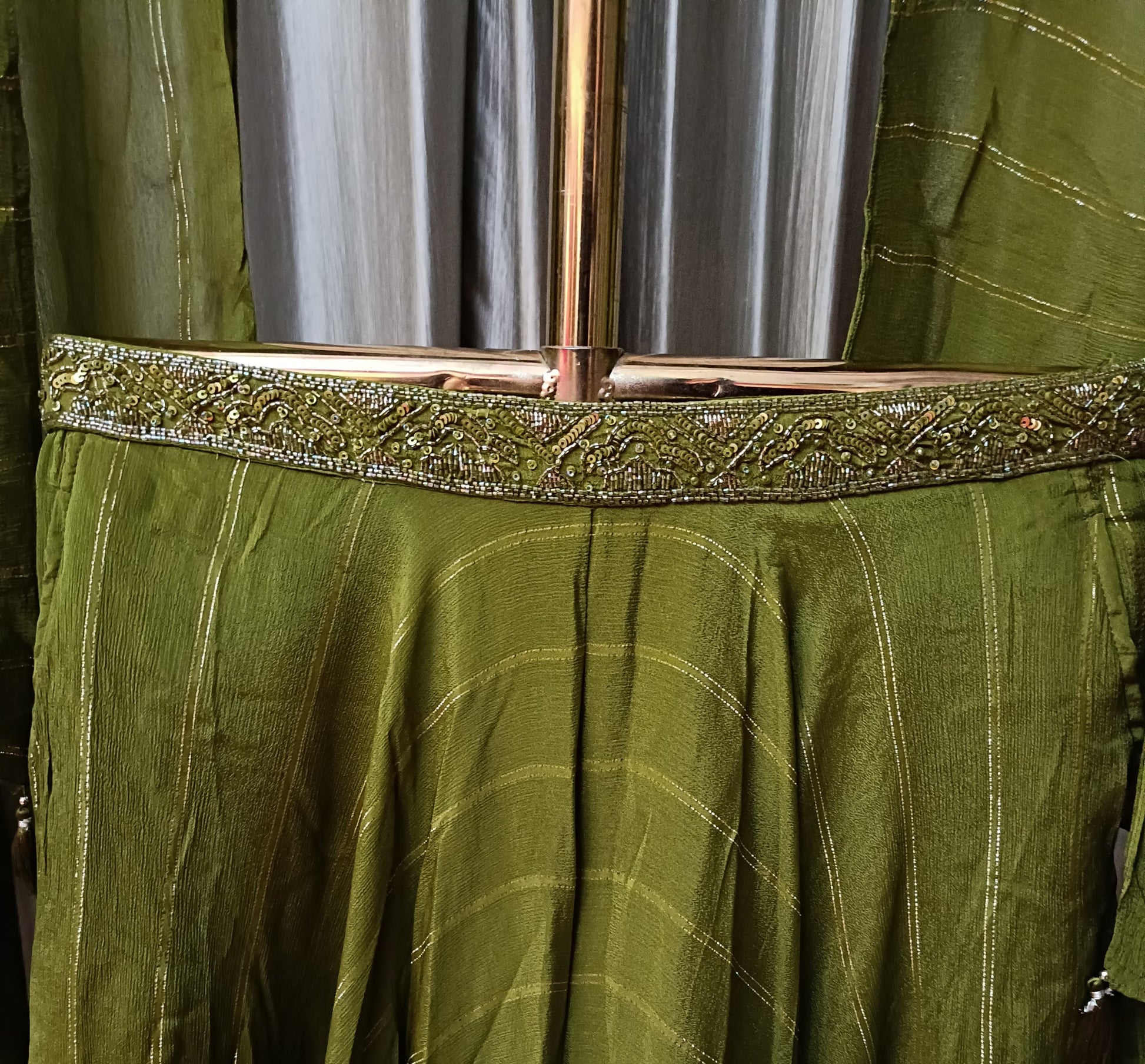 INDO-WESTERN FLARE PALAZZO WITH CROP TOP AND SHRUG MEHNDI OCCASSION