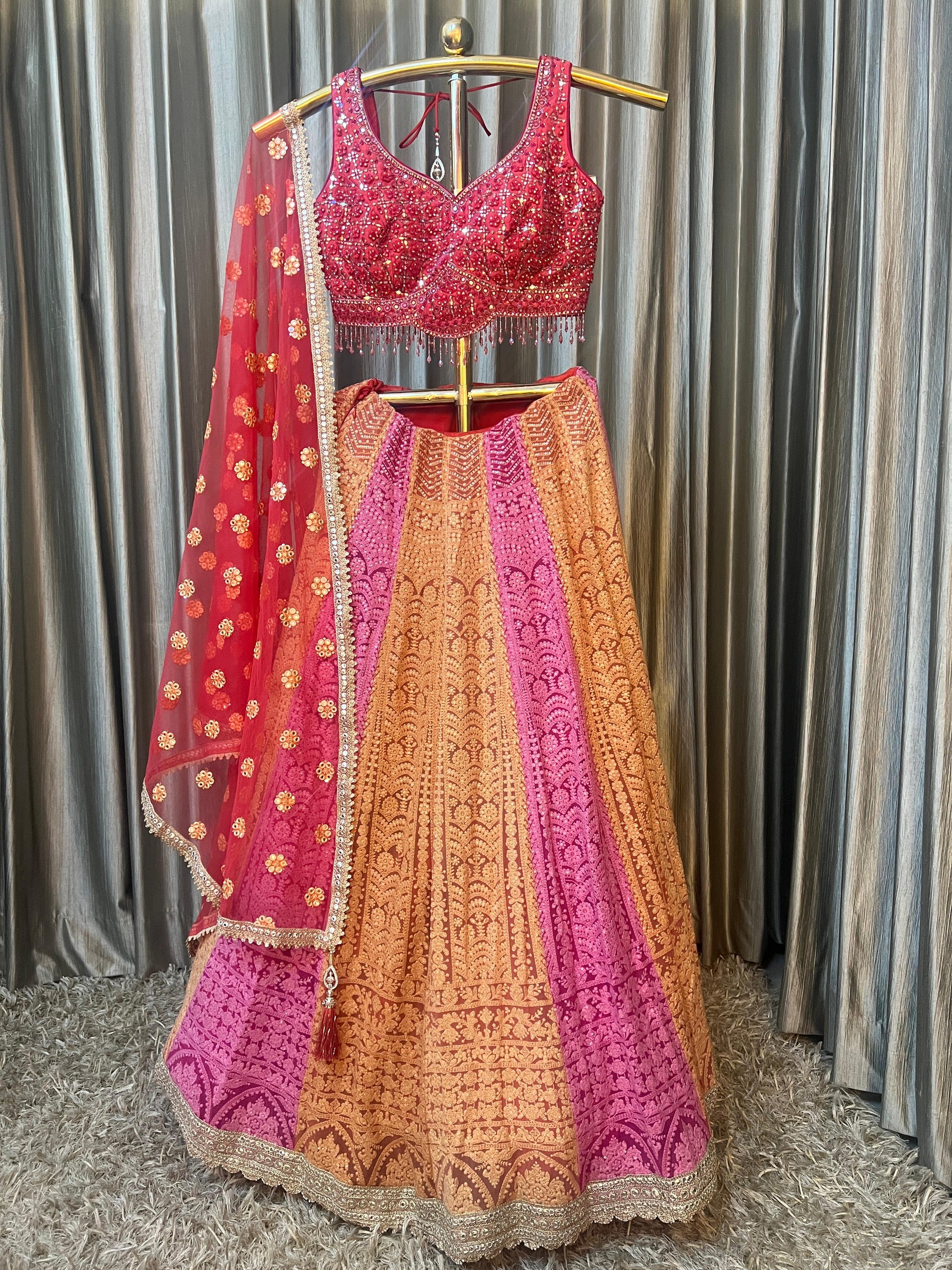 TRADITIONAL,CHIKANKARI,THREAD WORK LEHENGA CHOLI
