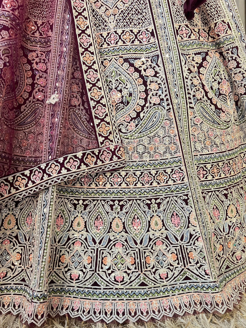 TRADITIONAL WEAR THREAD MACHINE WORK LEHENGA CHOLI