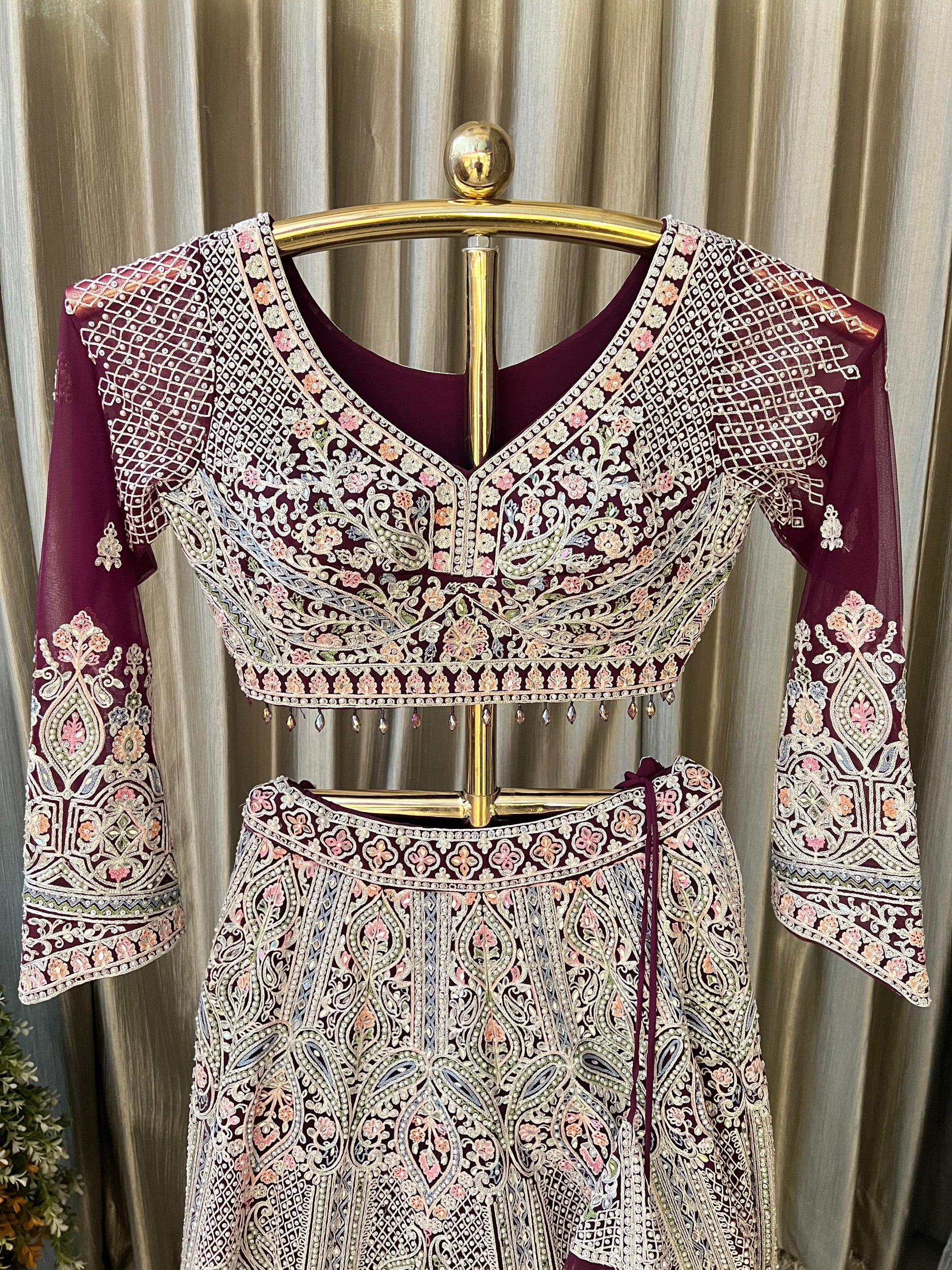 TRADITIONAL WEAR THREAD MACHINE WORK LEHENGA CHOLI