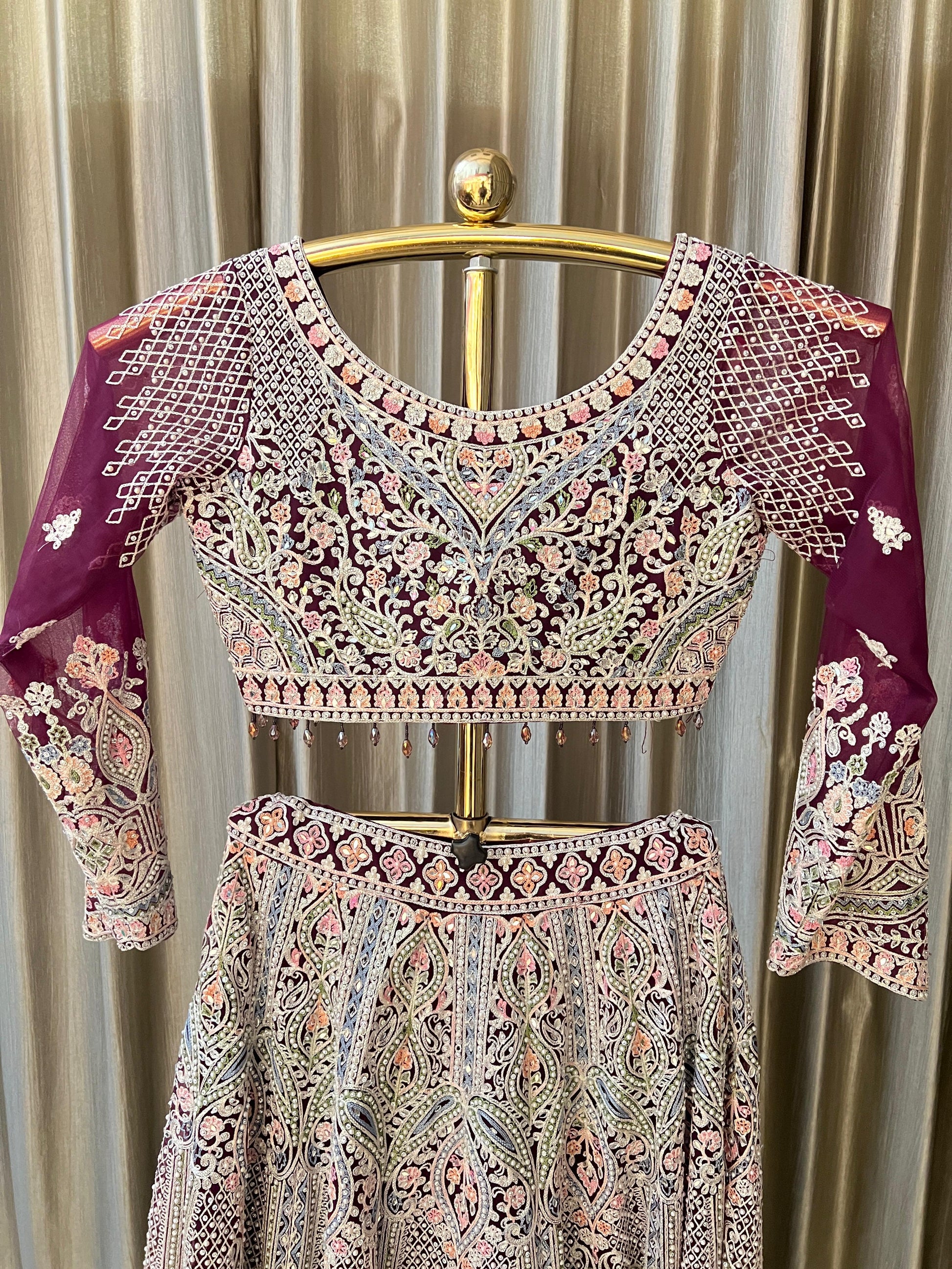 TRADITIONAL WEAR THREAD MACHINE WORK LEHENGA CHOLI