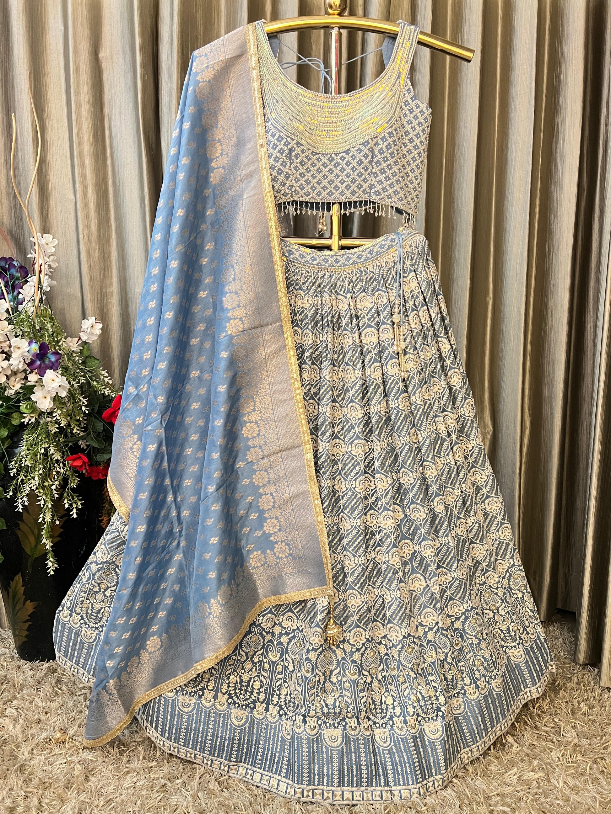 TRADITIONAL WEAR,THREAD WORK GEORGETTE LEHENGA CHOLI