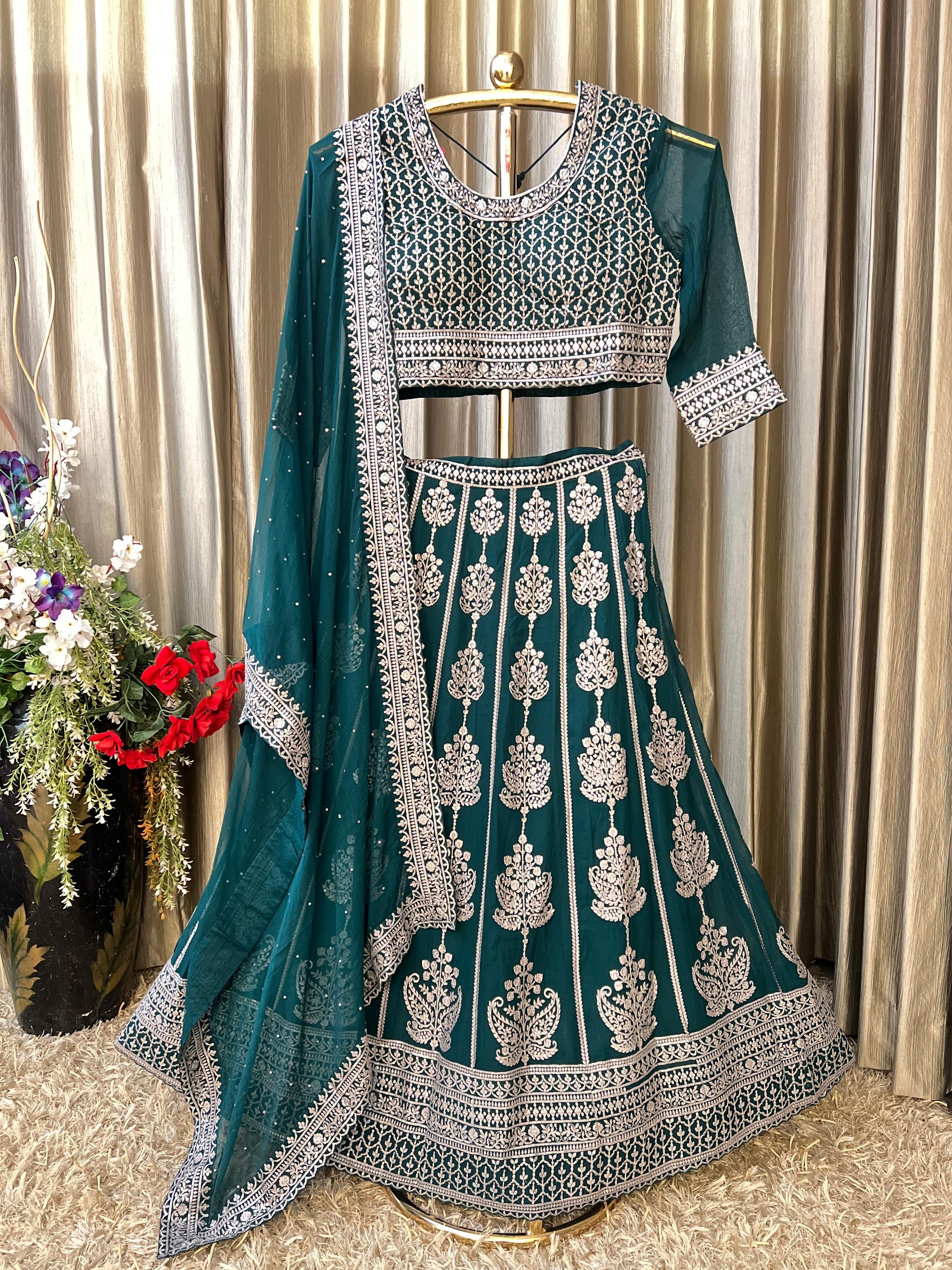 SANGEET AND MEHENDI FUNCTION WEAR GEORGETTE LEHENGA CHOLI