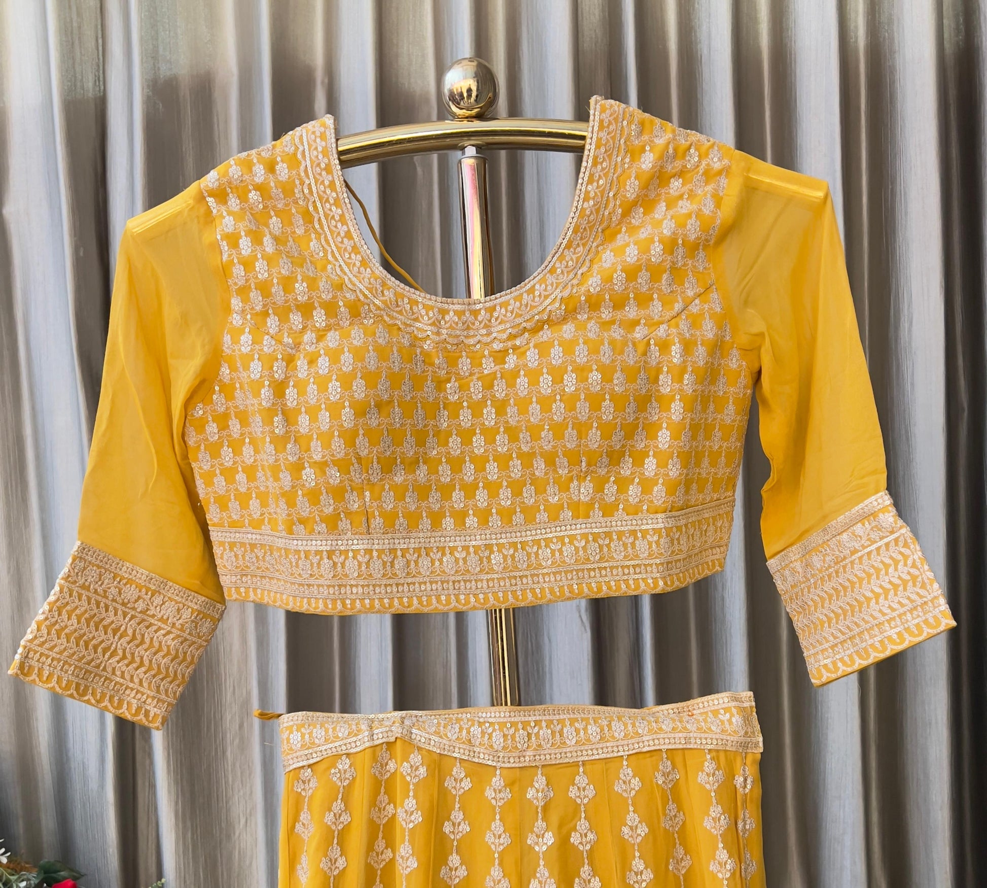 HALDI AND MEHENDI FUNCTION WEAR GEORGETTE LEHENGA CHOLI