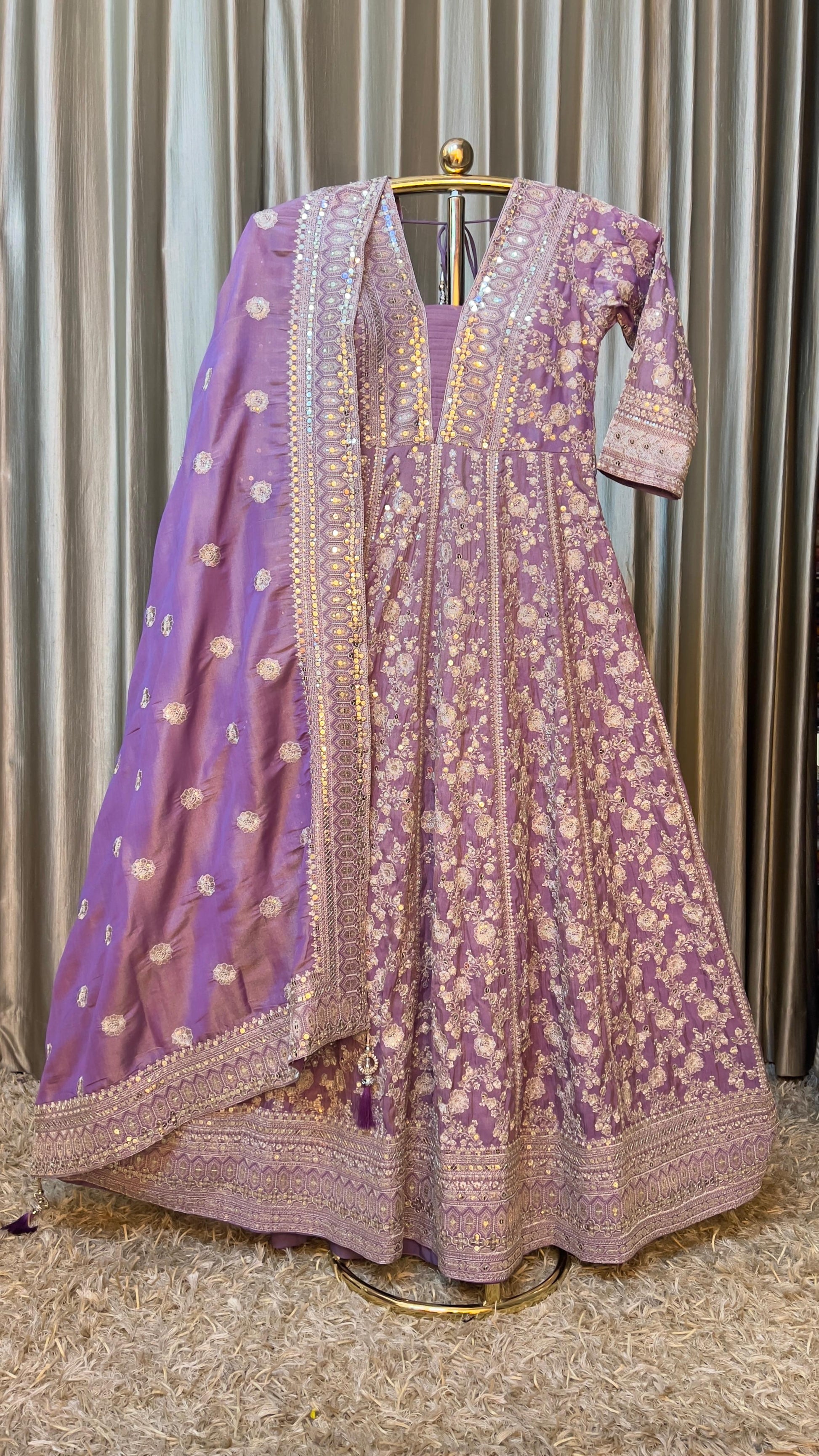 SIMMER TISSUE FLOOR LENGHT ANARKALI DRESS,SANGEET,FESTIVE TRADITIONAL,FUNCTIONAL OUTFIT