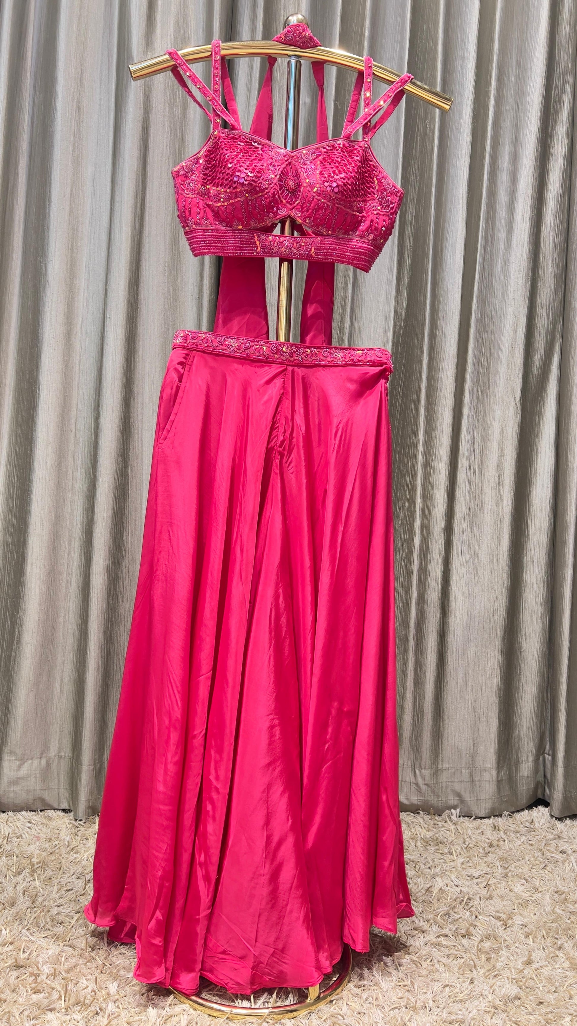 INDO-WESTERN FLARE PALAZZ0 WITH CROP TOP PARTY WEAR,FESTIVE OCCASSION WEAR