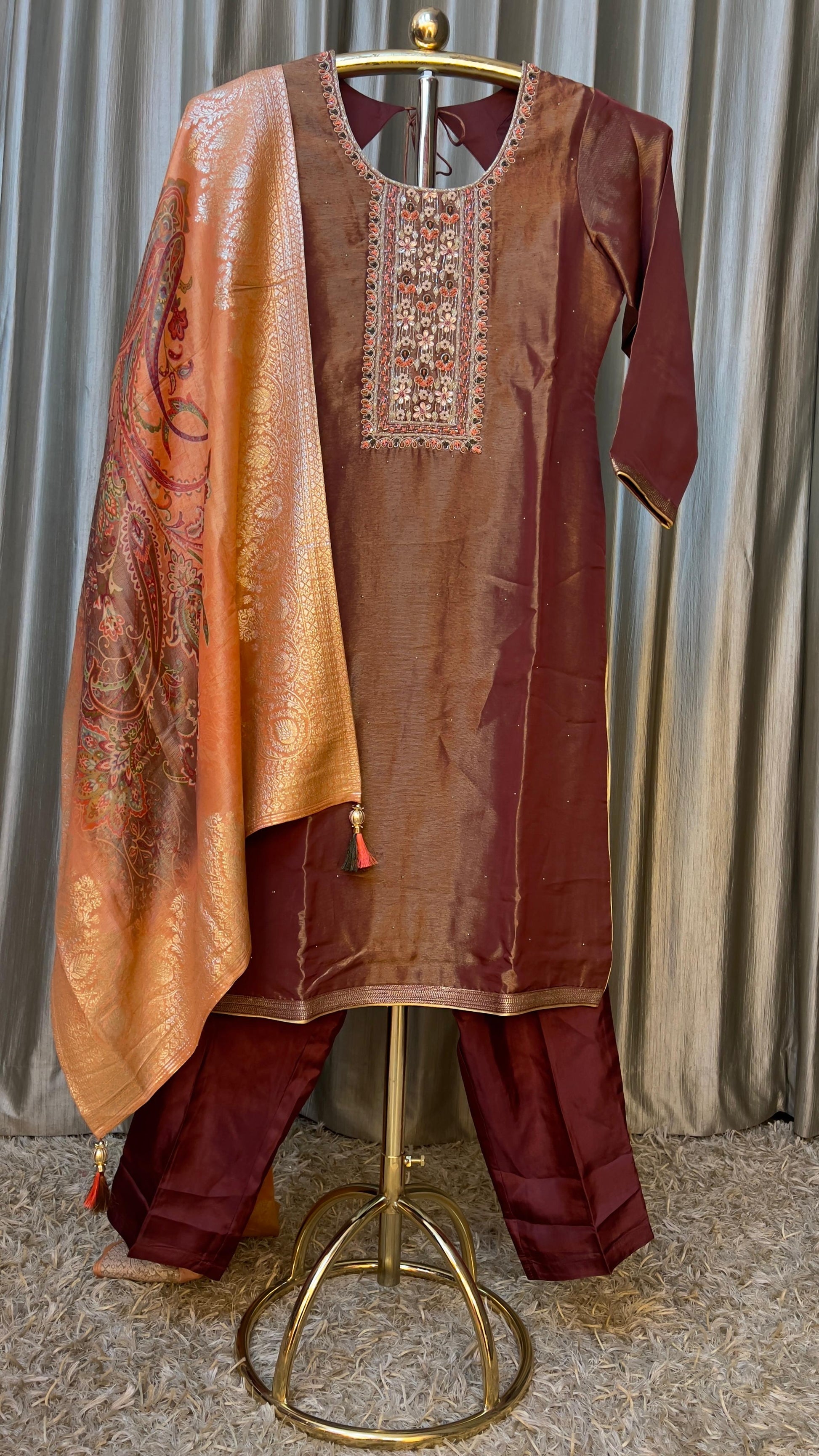 SIMMER TISSUE KURTA SET. TRADITIONAL. FESTIVE OCCASSION,FUNCTIONAL WEAR