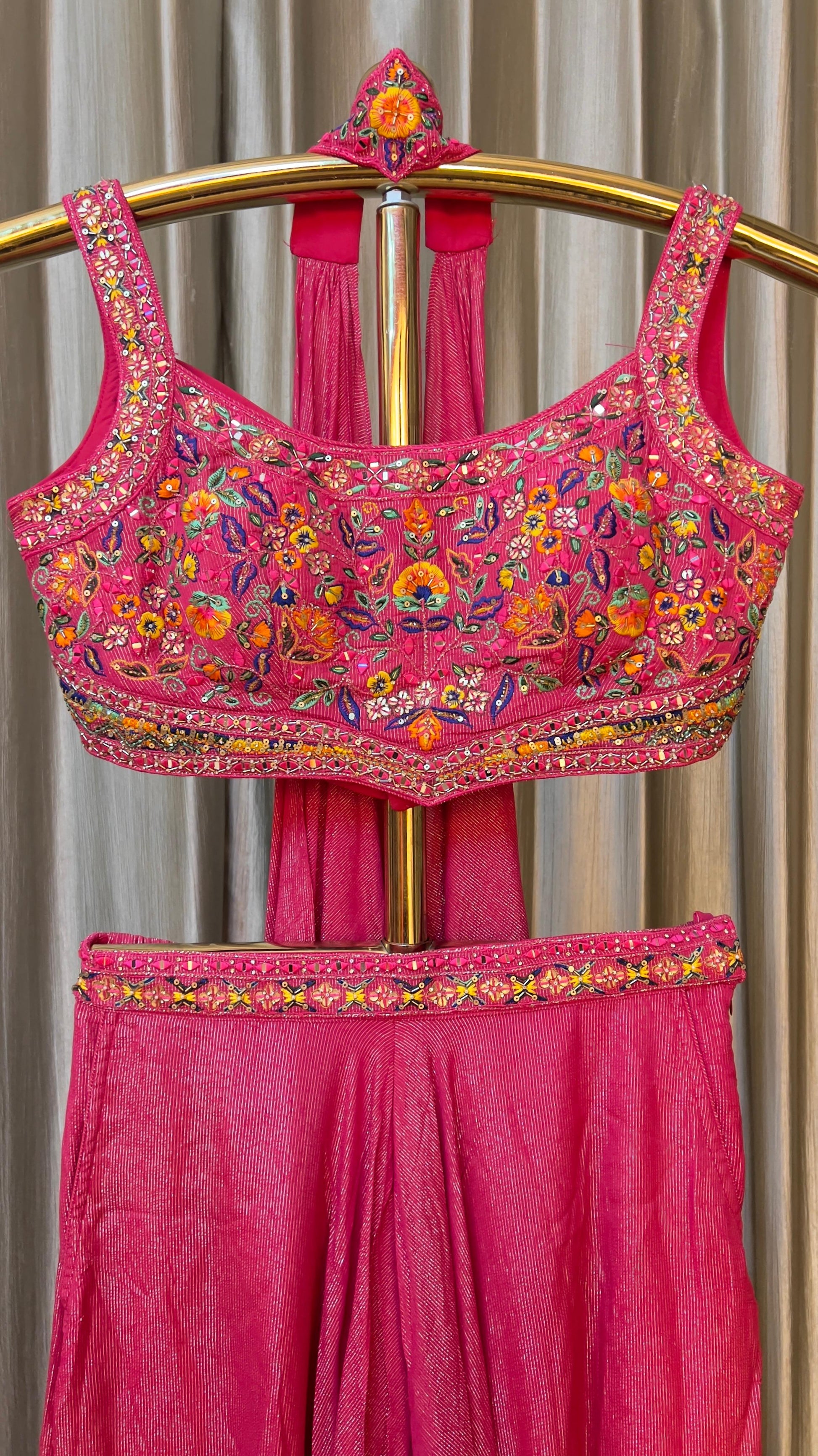 INDO-WESTERN PALAZZO WITH CROP TOP,SANGEET,WEDDING,RECEPTION PARTY WEAR OUTFIT