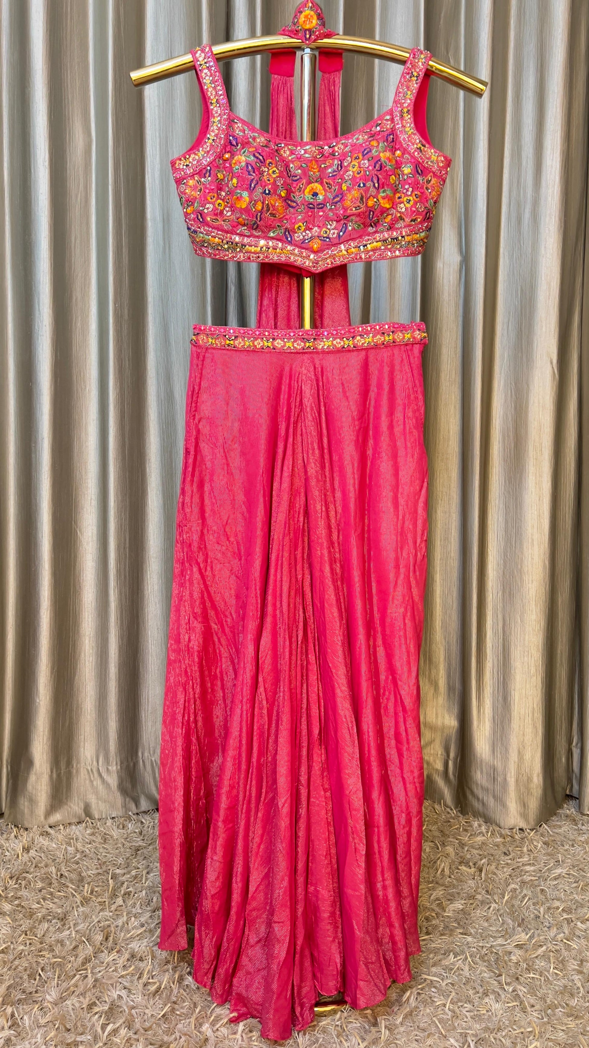 INDO-WESTERN PALAZZO WITH CROP TOP,SANGEET,WEDDING,RECEPTION PARTY WEAR OUTFIT