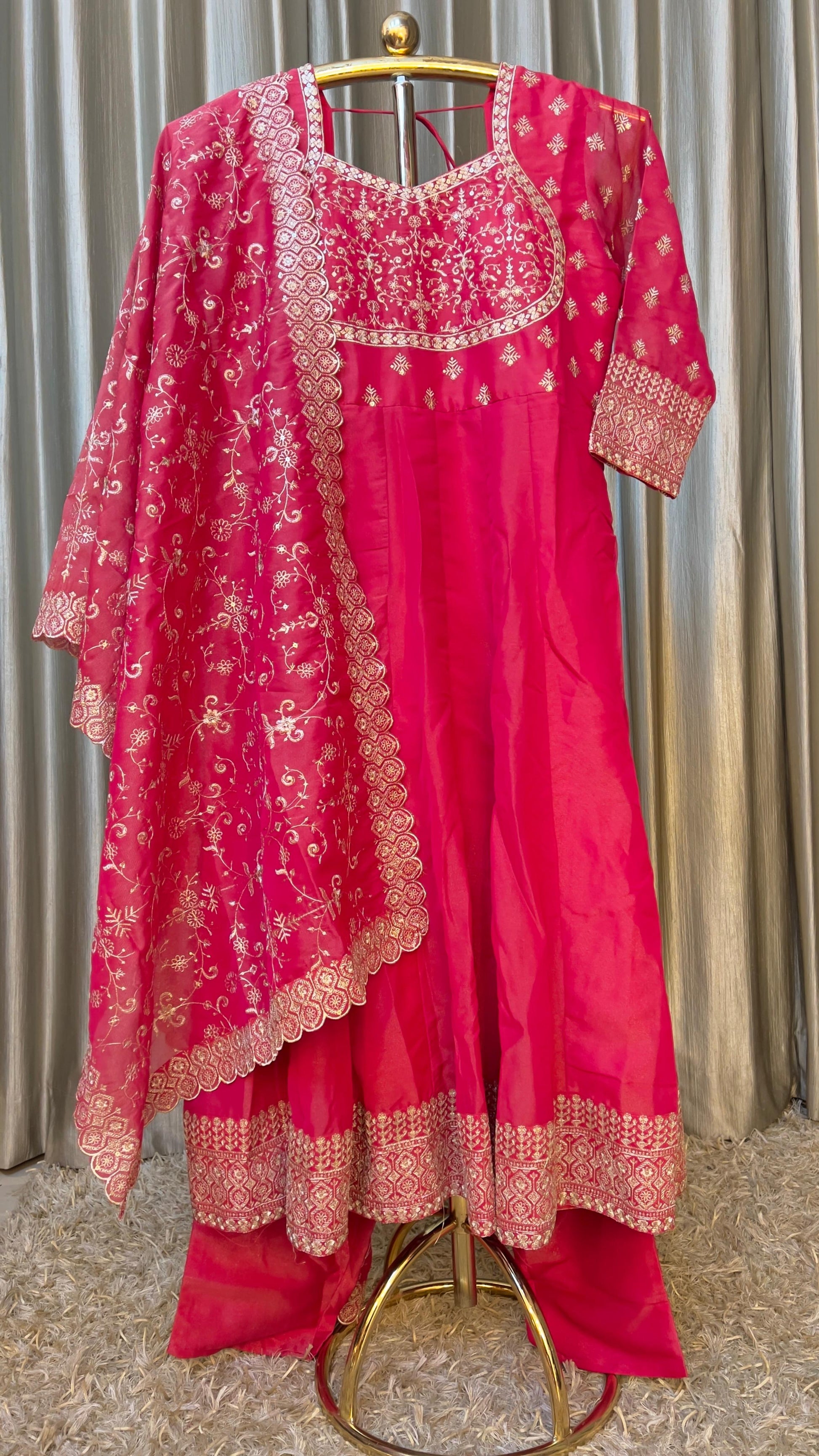 SIMMER ORGANZA ANARKALI OUTFIT,WEDDING, RECEPTION,SANGEET FESTIVE WEAR