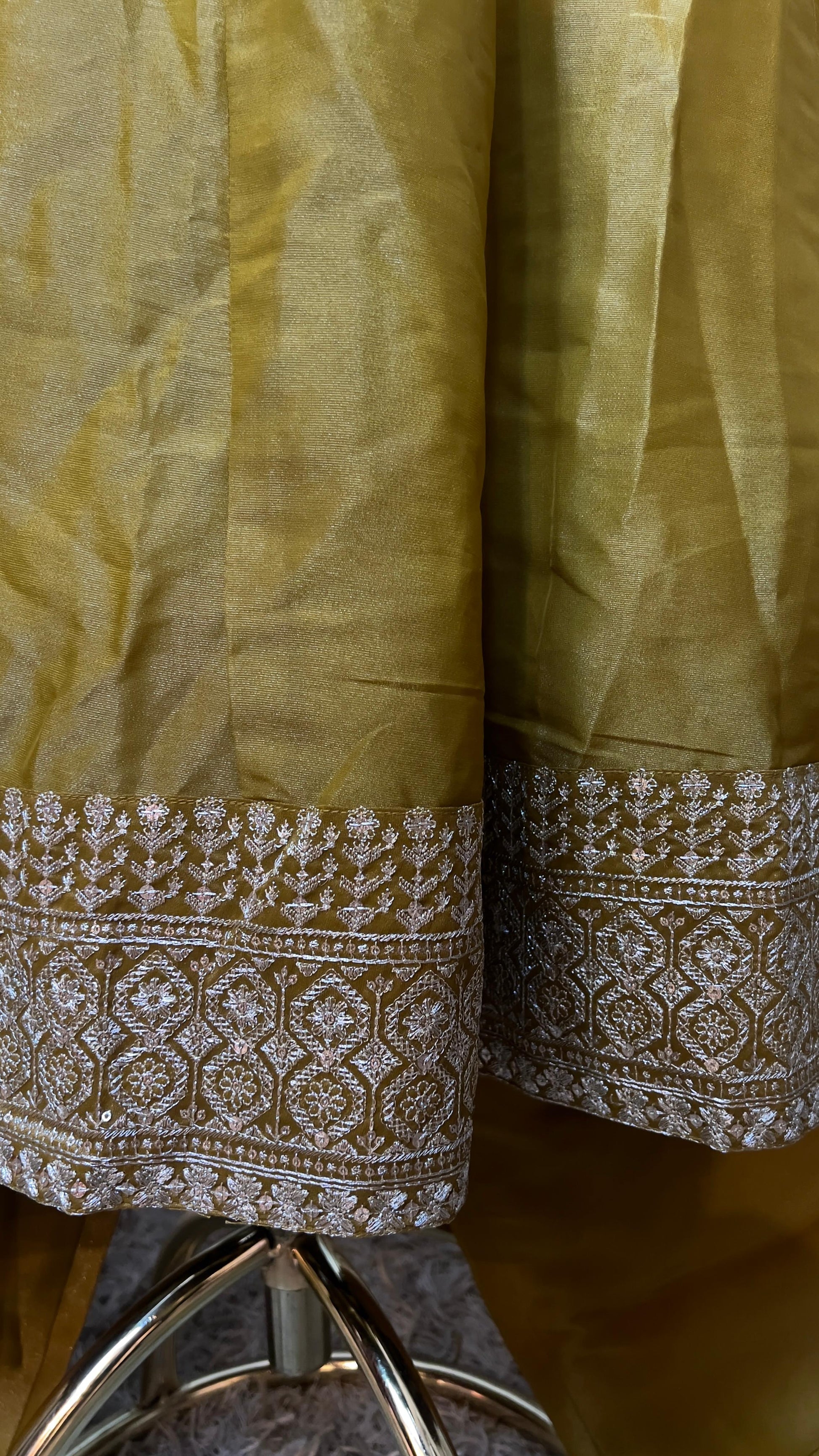 SIMMER ORGANZA ANARKALI DRESS, HALDI, TRADITIONAL, FUNCTIONAL,EVENING OUTING OUTFIT