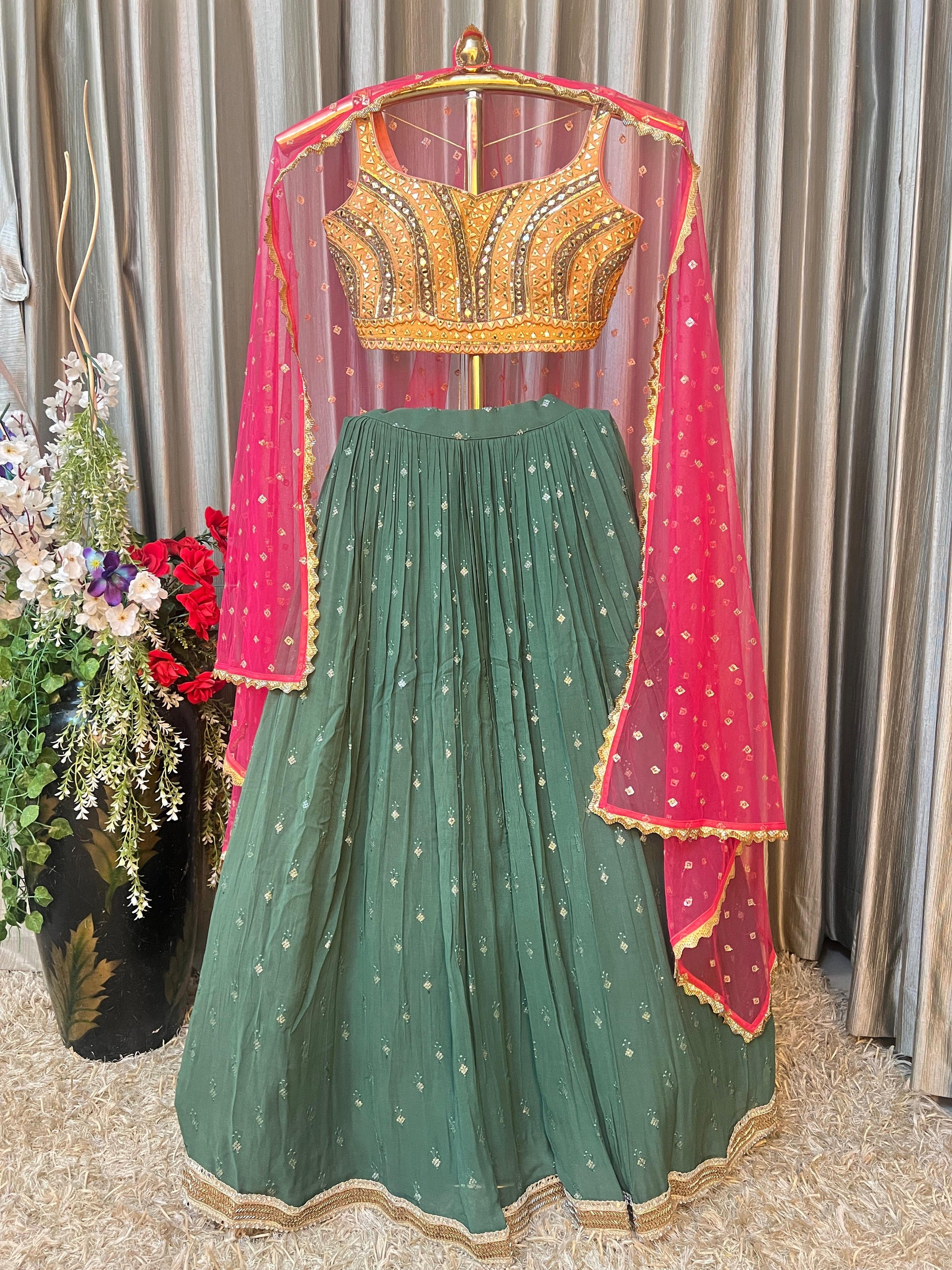 GEORGETTE LEHNGA SANGEET, RECEPTION, OR FESTIVE OCCASSION TRADITIONAL PARTY WEAR