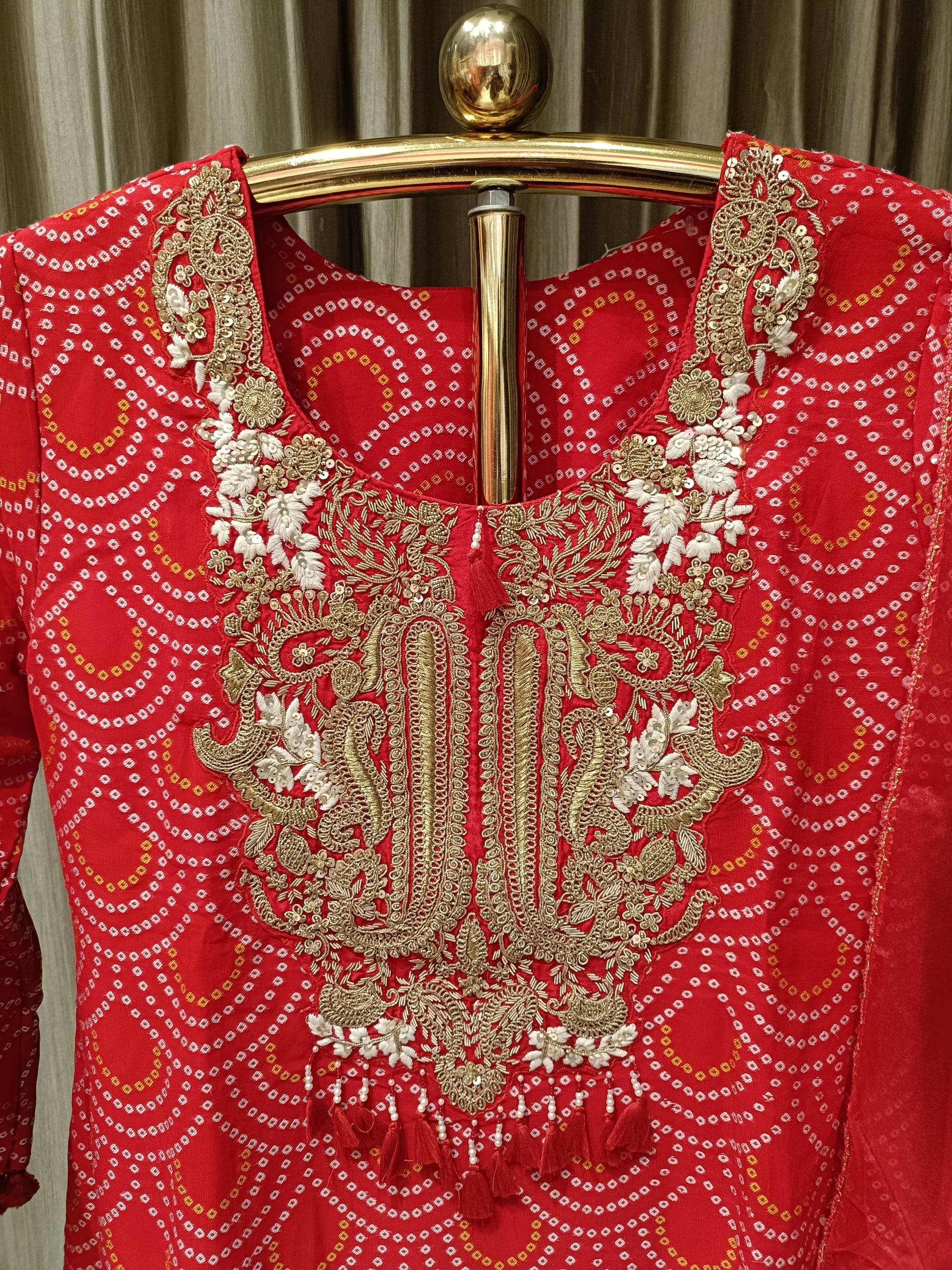 BANDHANI,PARTY WEAR,TRADITIONAL,FUNCTIONAL PALAZZO SUIT