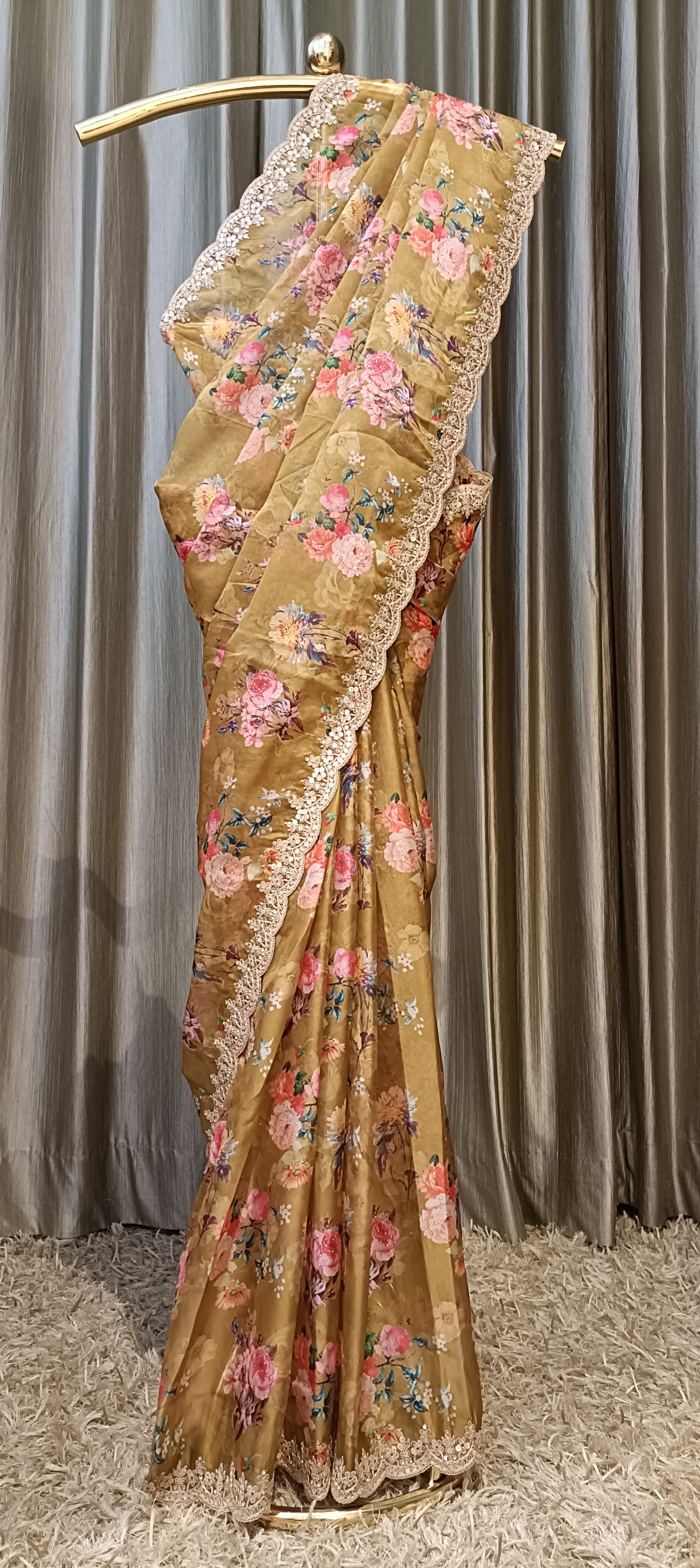ORGANZA PARTY WEAR SAREE HALDI,CEREMONY,FESTIVE OCCASSIONAL WEAR