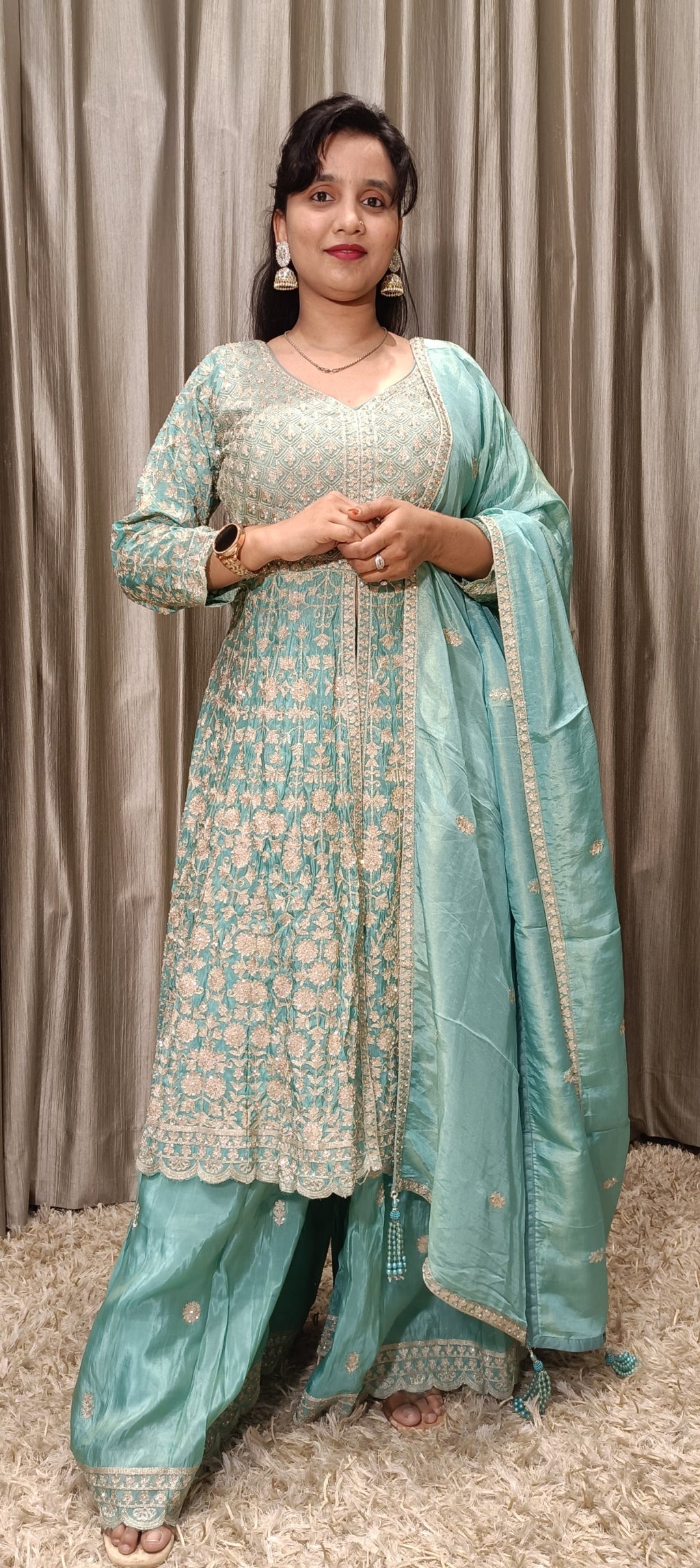 A-LINE FRONT CUT PALAZZO DRESS,PARTY WEAR,RECEPTION,WEDDING FUNCTION O