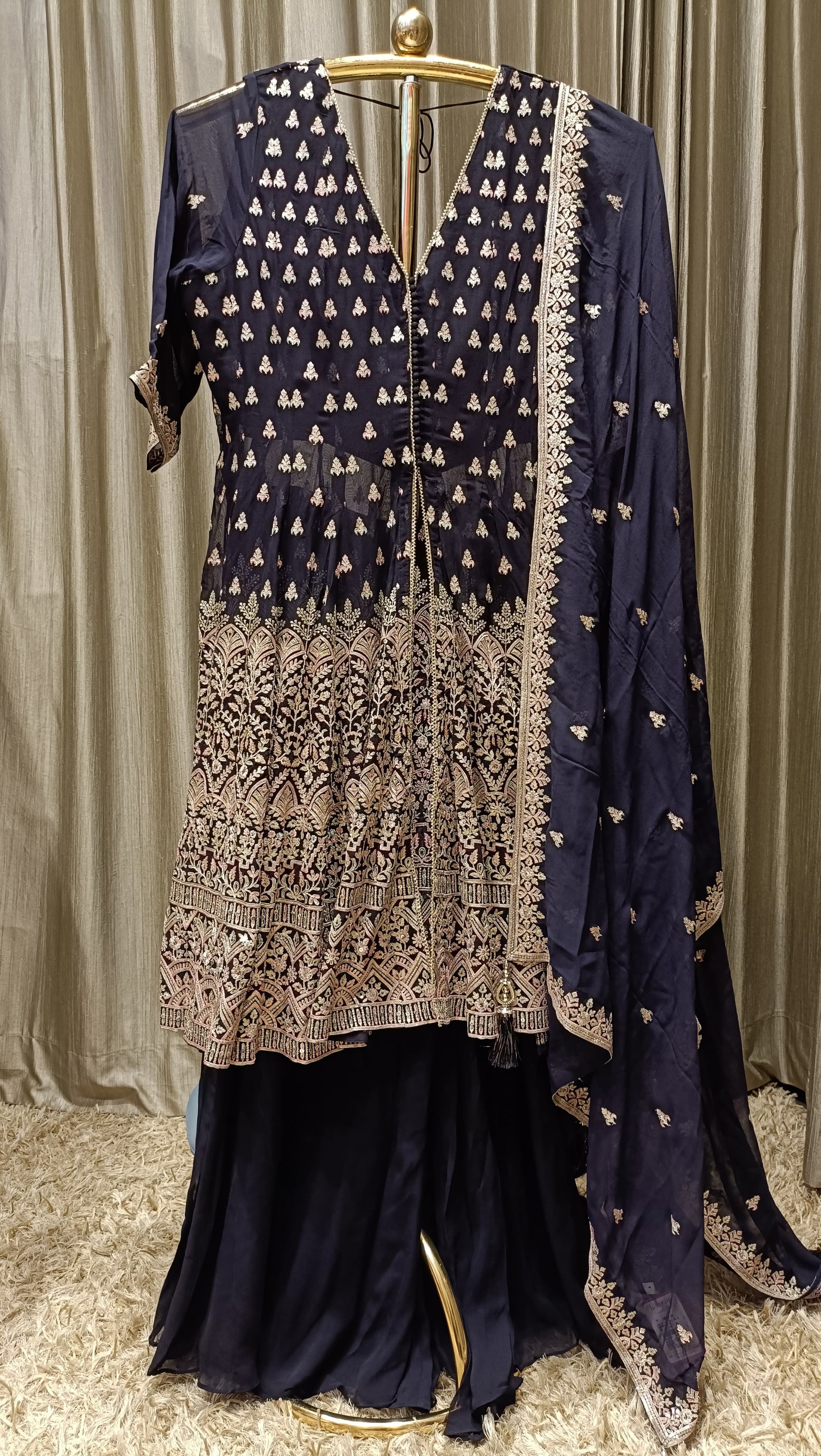 FRONT SLIT CUT PALAZZO OUTFIT, SANGEET,RECEPTION,PARTY WEAR OUTFIT