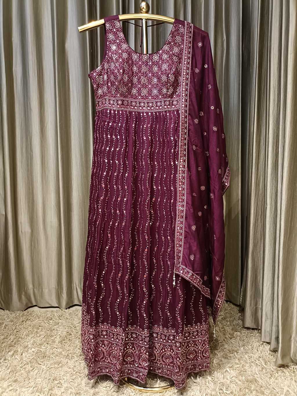 GATHERING STYLE FLOOR LENGHT ANARKALI DRESS FESTIVE OCCASSION,TRADITIONAL OUTFIT