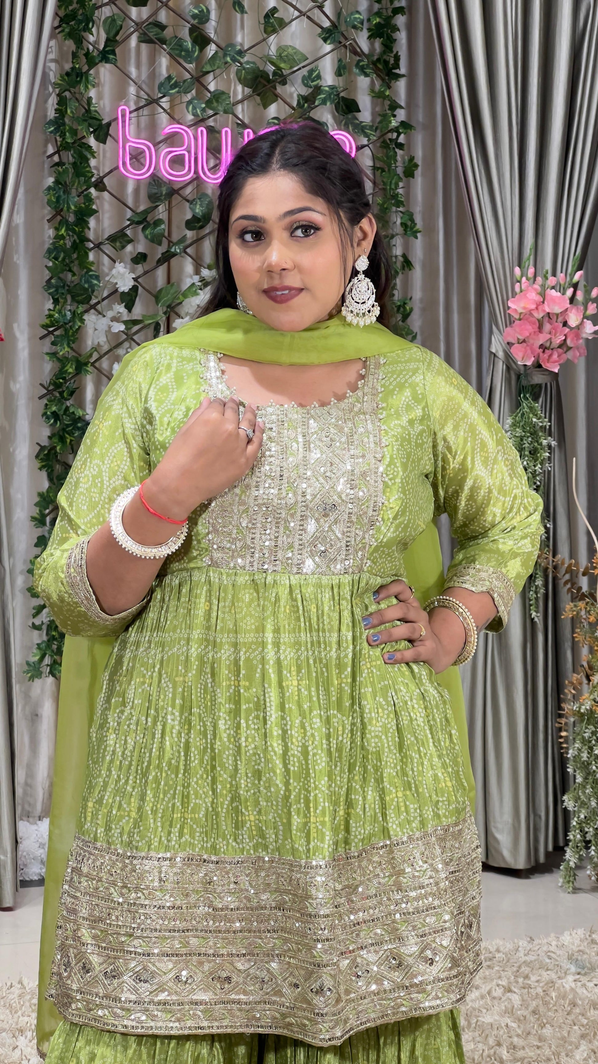 BANDHANI GHARARA,PARTY WEAR,SANGEET,MEHNDI,PLUS SIZE