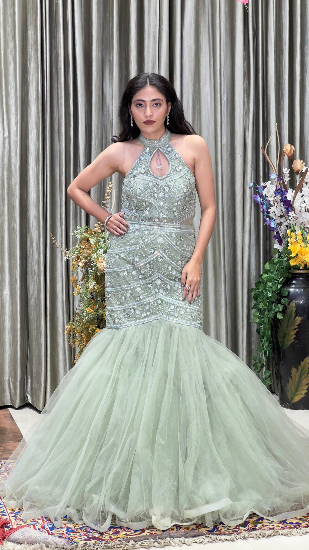 ENGAGEMENT,RECEPTION,FUNCTIONAL WEDDING FISH CUT GOWN