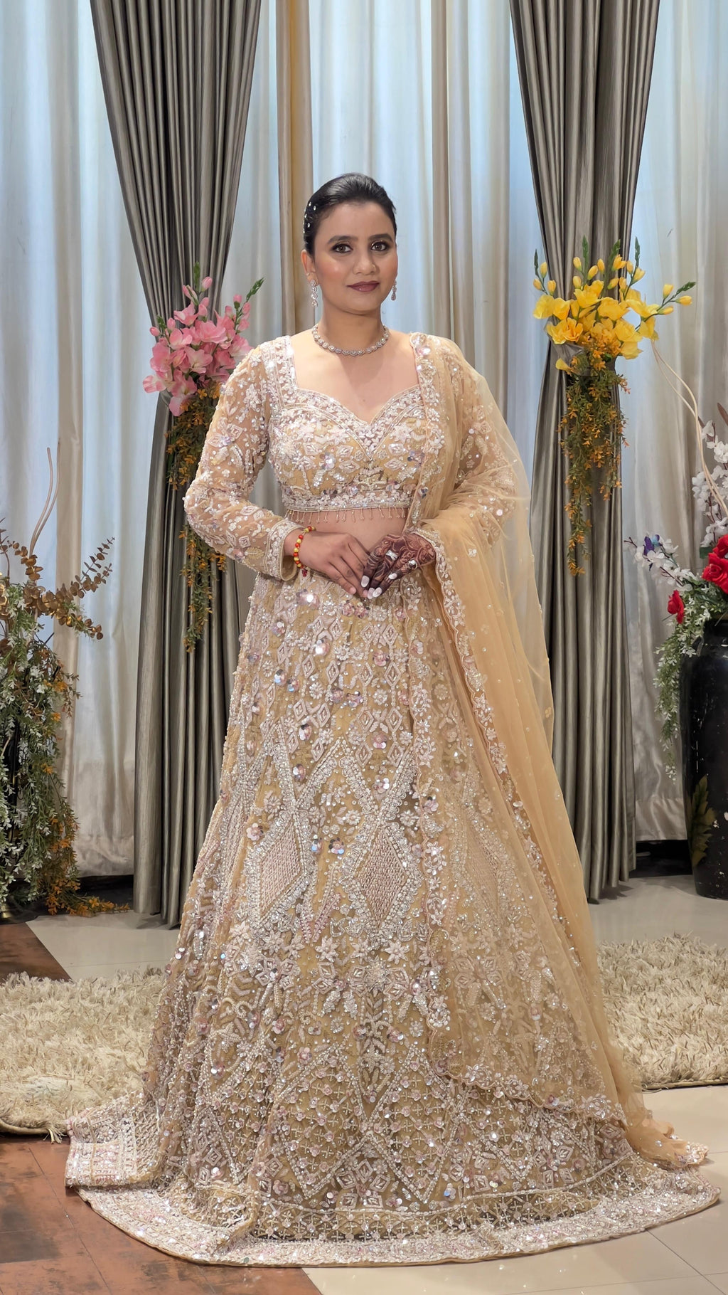 WEDDING,RECEPTION & BRIDAL WEAR HAND WORK DESIGNER LEHENGA CHOLI