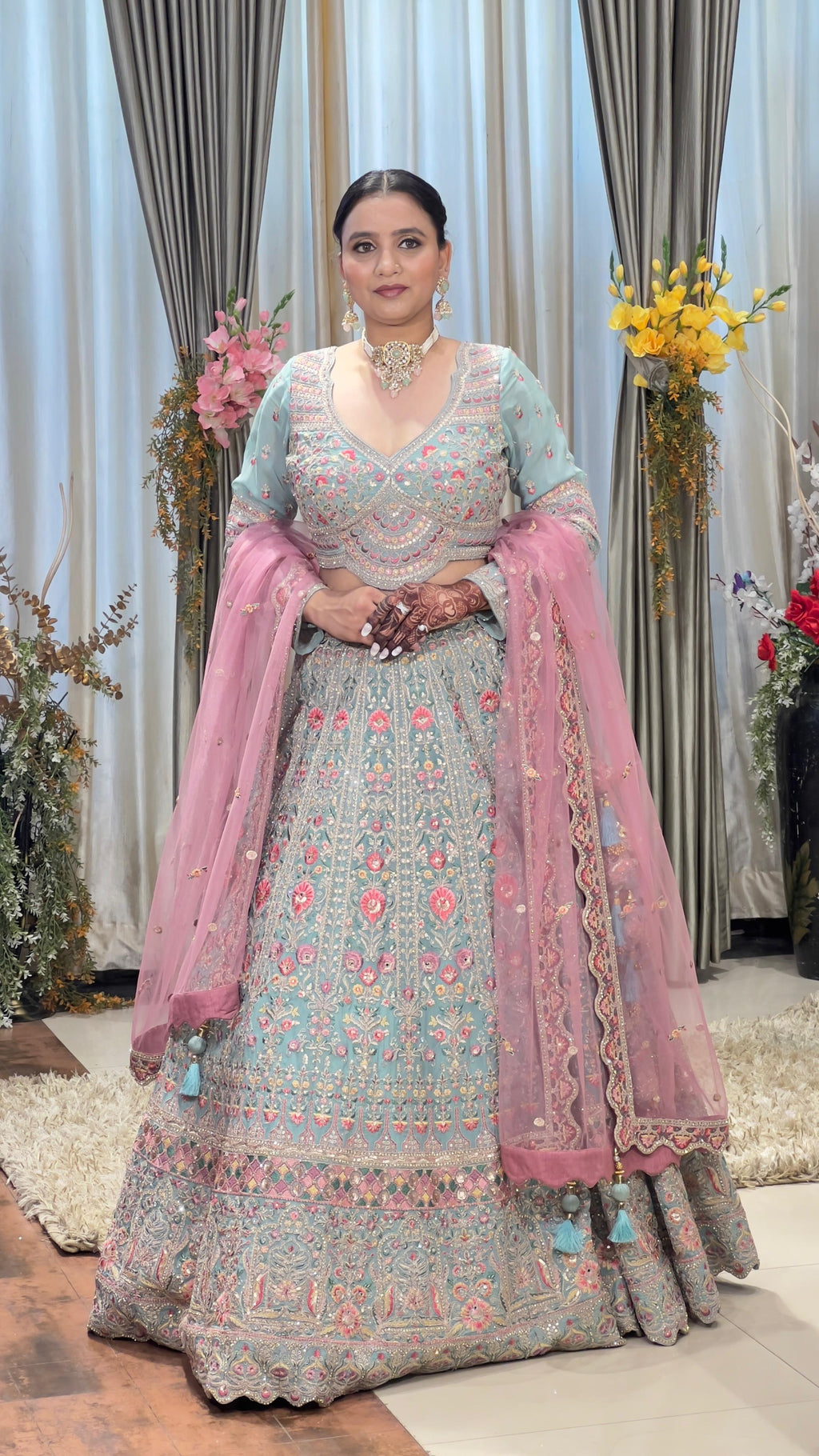 BRIDAL,RECEPTION AND ENGAGEMENT WEAR SILK LEHENGA CHOLI