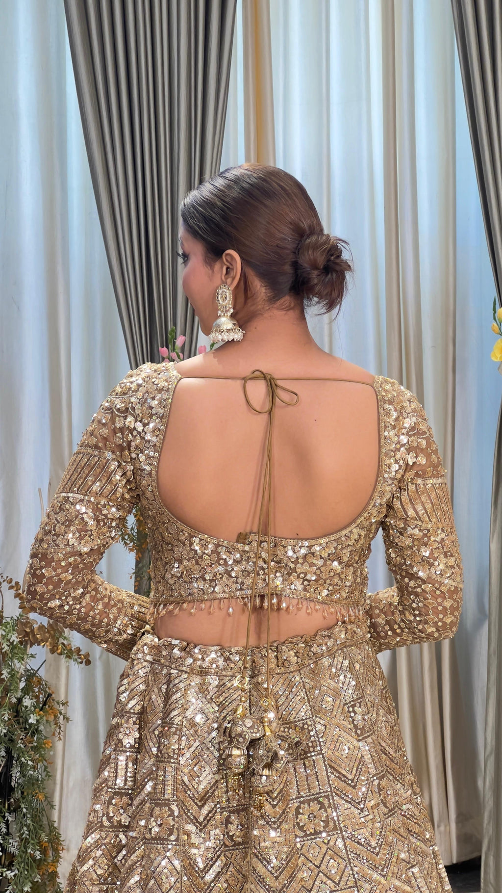 WEDDING & RECEPTION WEAR DESIGNER GOLDEN LEHENGA CHOLI