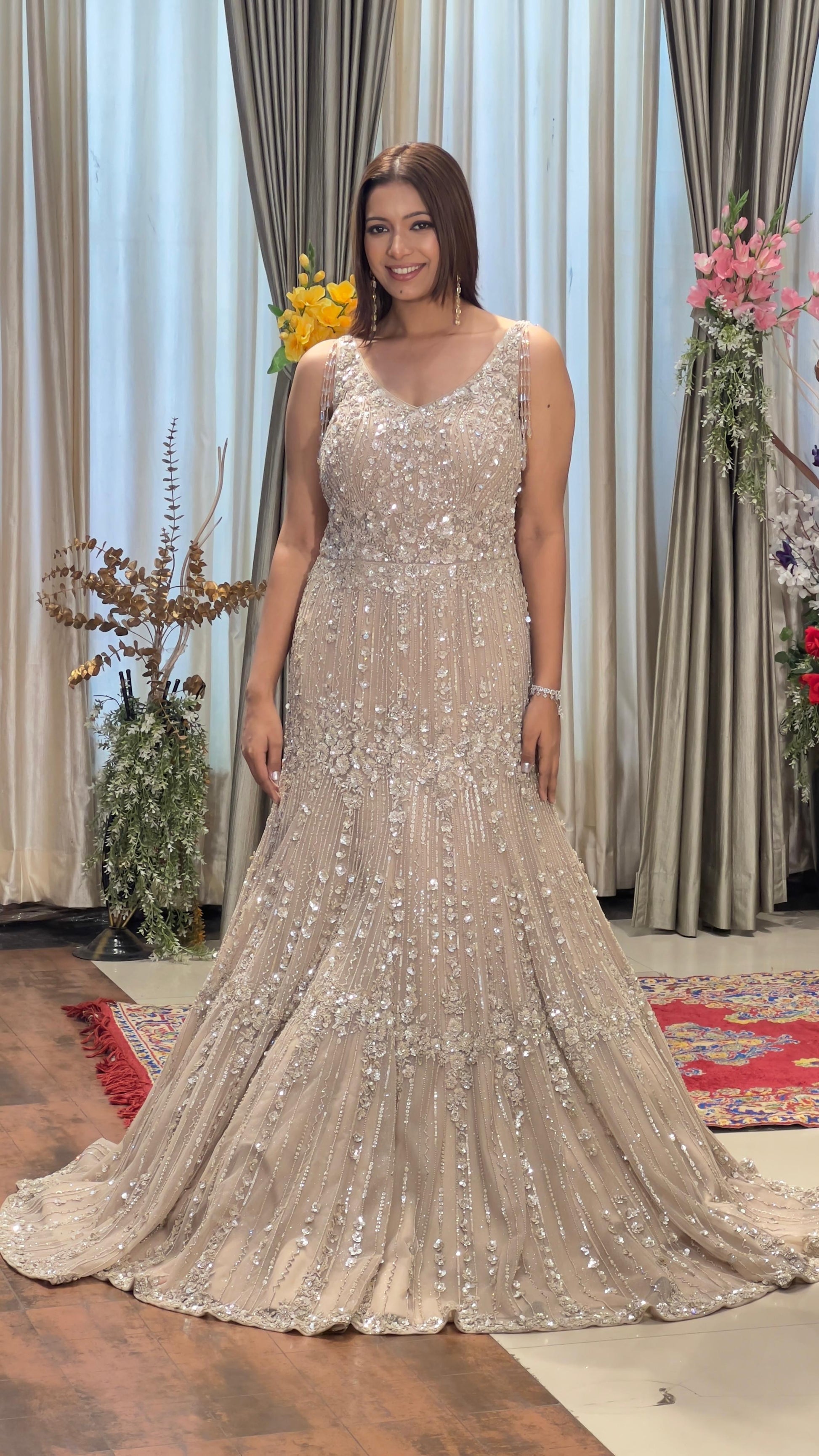 PARTY WEAR,RECEPTION,FISH CUT,MERMAID GOWN