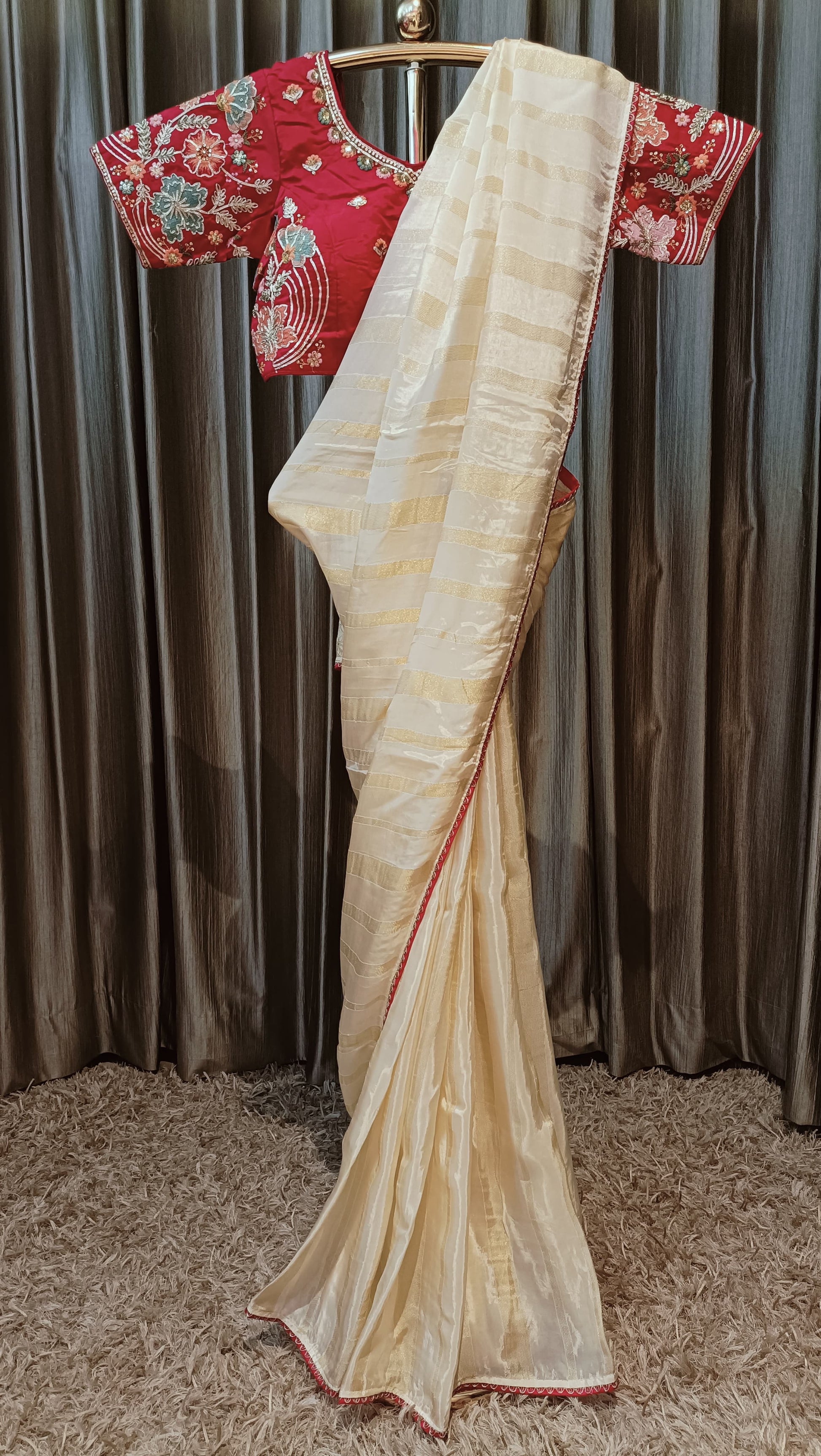 TRADITIONAL WEAR, HAND WORK READY BLOUSE SAREE