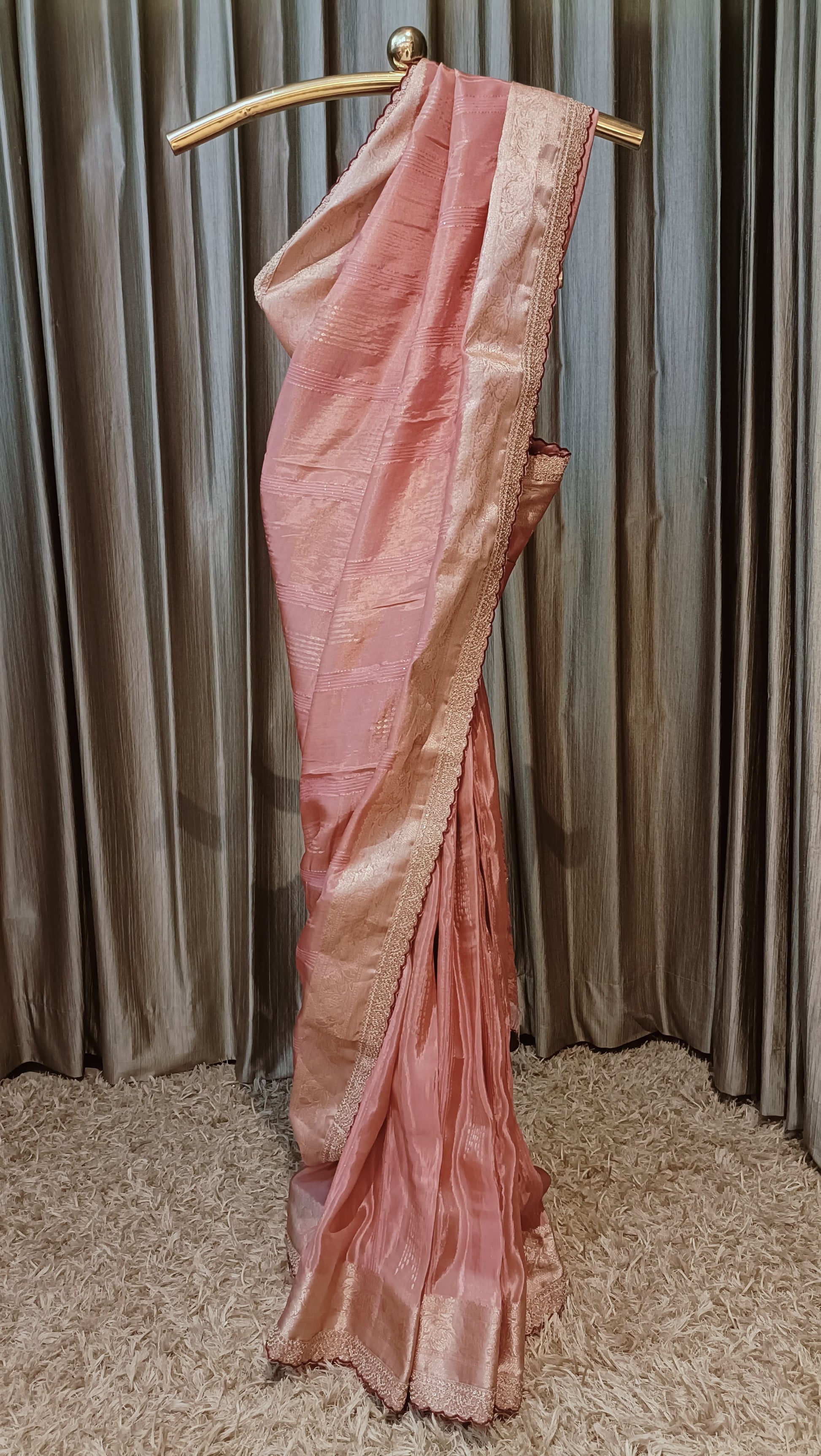 TRADITIONAL WEAR GOLDEN ZARI WORK SAREE