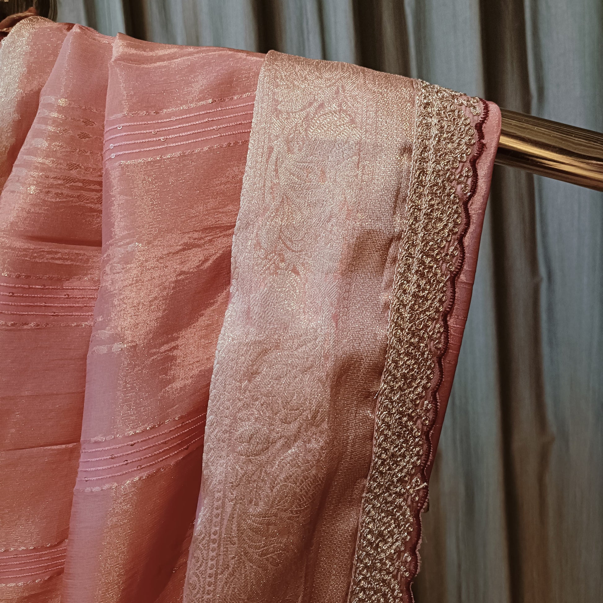 TRADITIONAL WEAR GOLDEN ZARI WORK SAREE