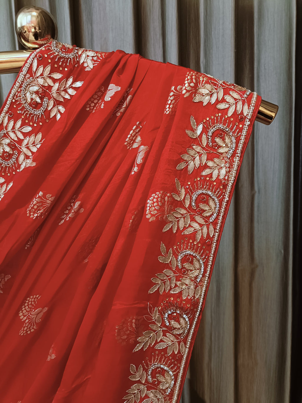 ENGAGEMENT AND TRADITIONAL WEAR GHOTA PATTI WORK SAREE