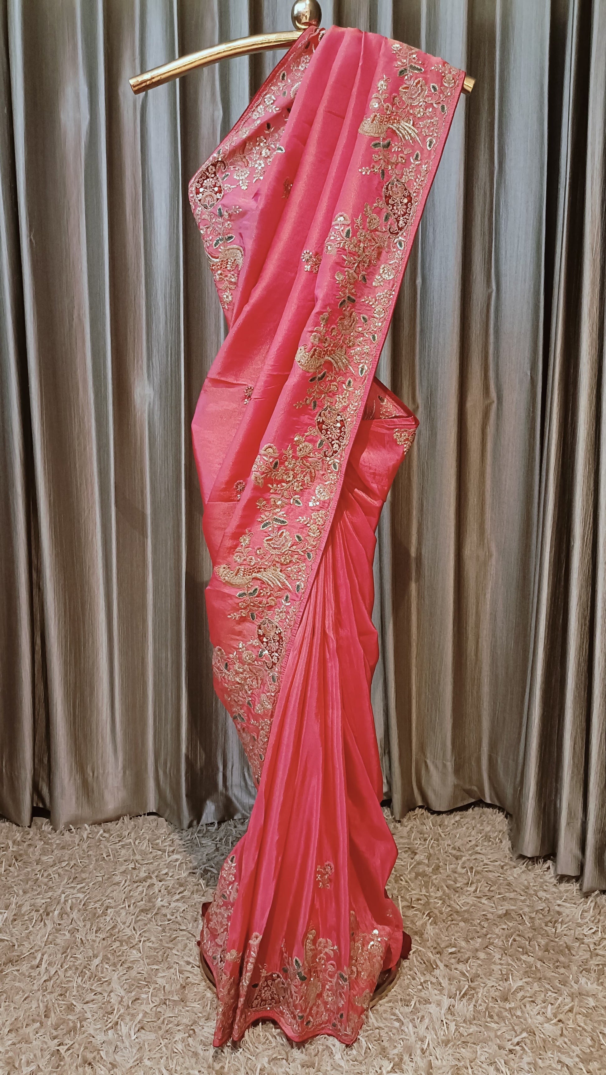 FUCTIONAL WEAR ORGANZA FABRIC THREAD AND SEQUIEN WORK SAREE