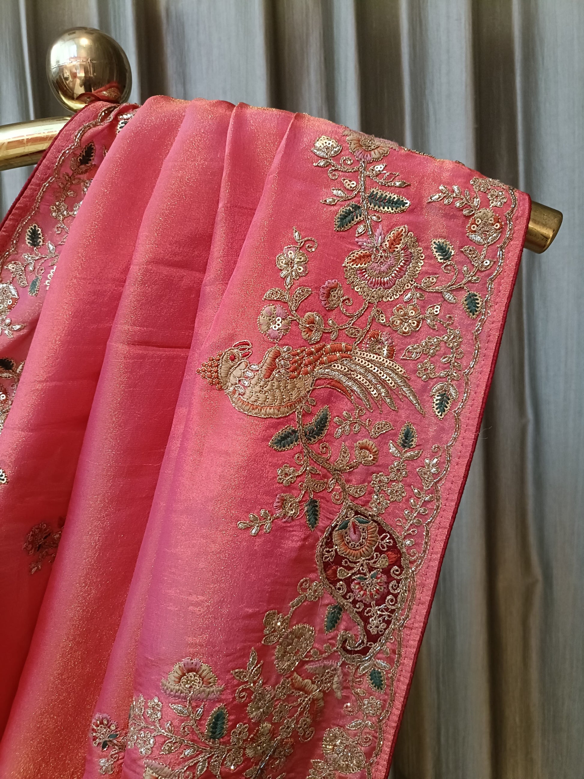 FUCTIONAL WEAR ORGANZA FABRIC THREAD AND SEQUIEN WORK SAREE