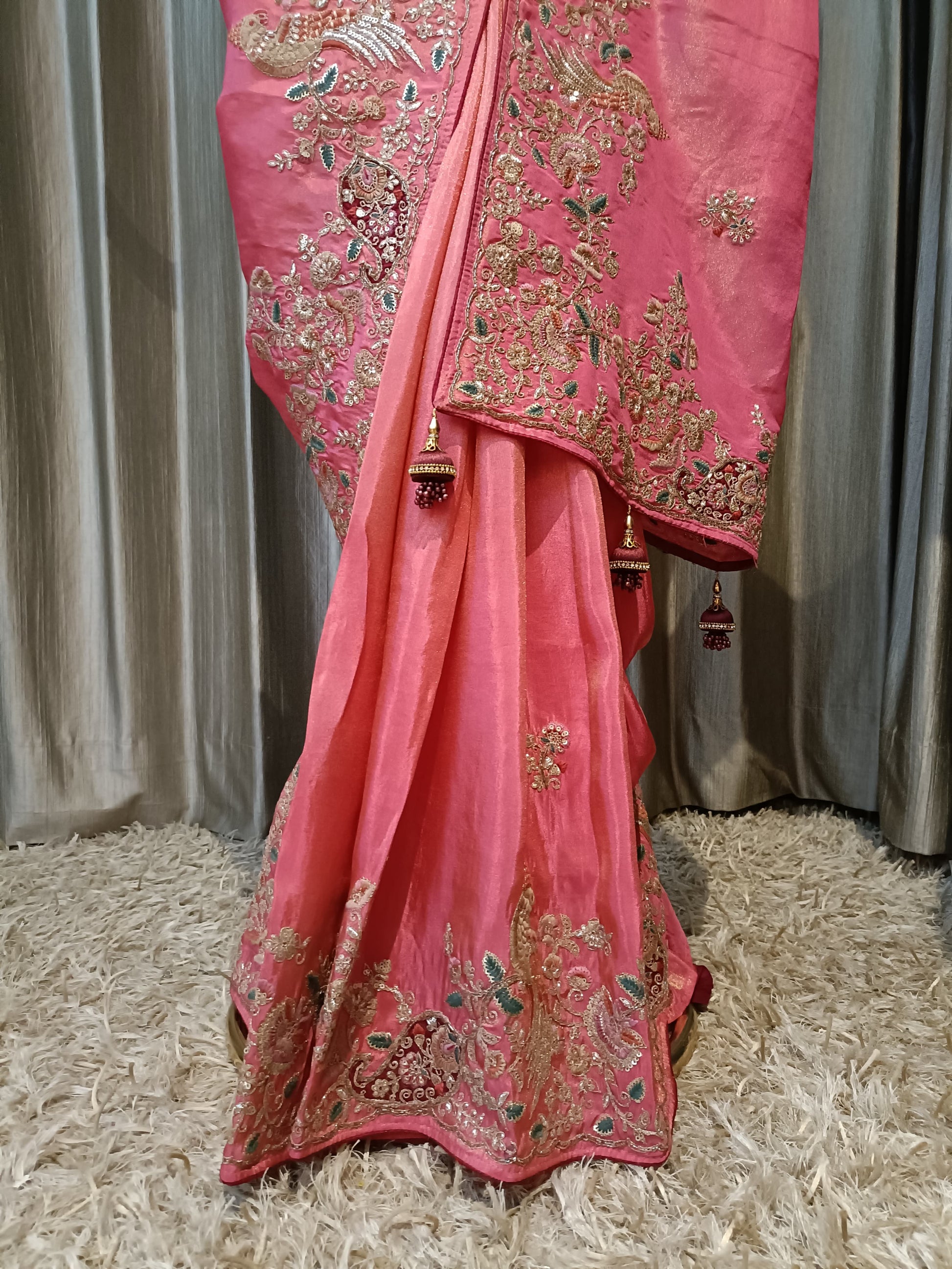 FUCTIONAL WEAR ORGANZA FABRIC THREAD AND SEQUIEN WORK SAREE