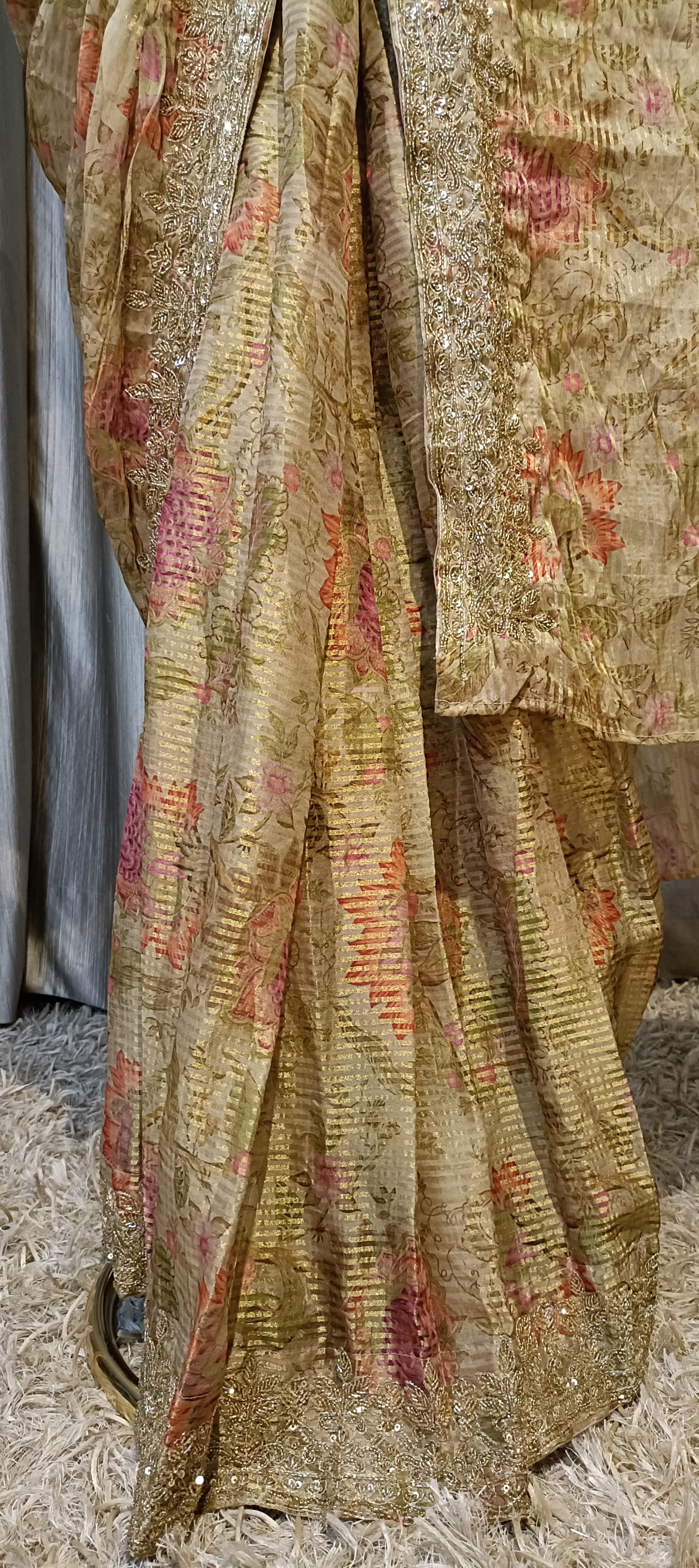 DESIGNER,PARTY WEAR,PRINTED READY TO WEAR WITH BLOUSE SAREE