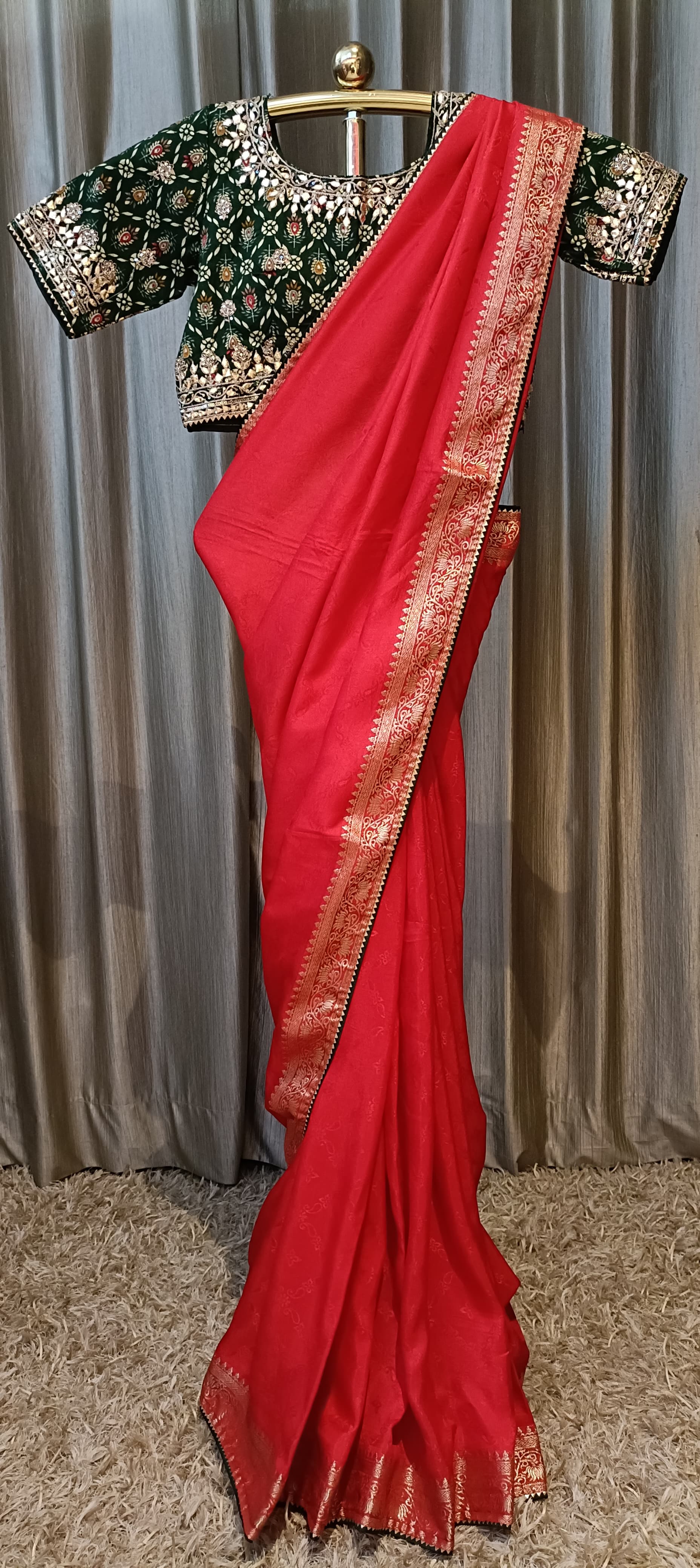 TRADITIONAL WEAR WITH GHOTA PATTI HAND WORK BLOUSE SAREE
