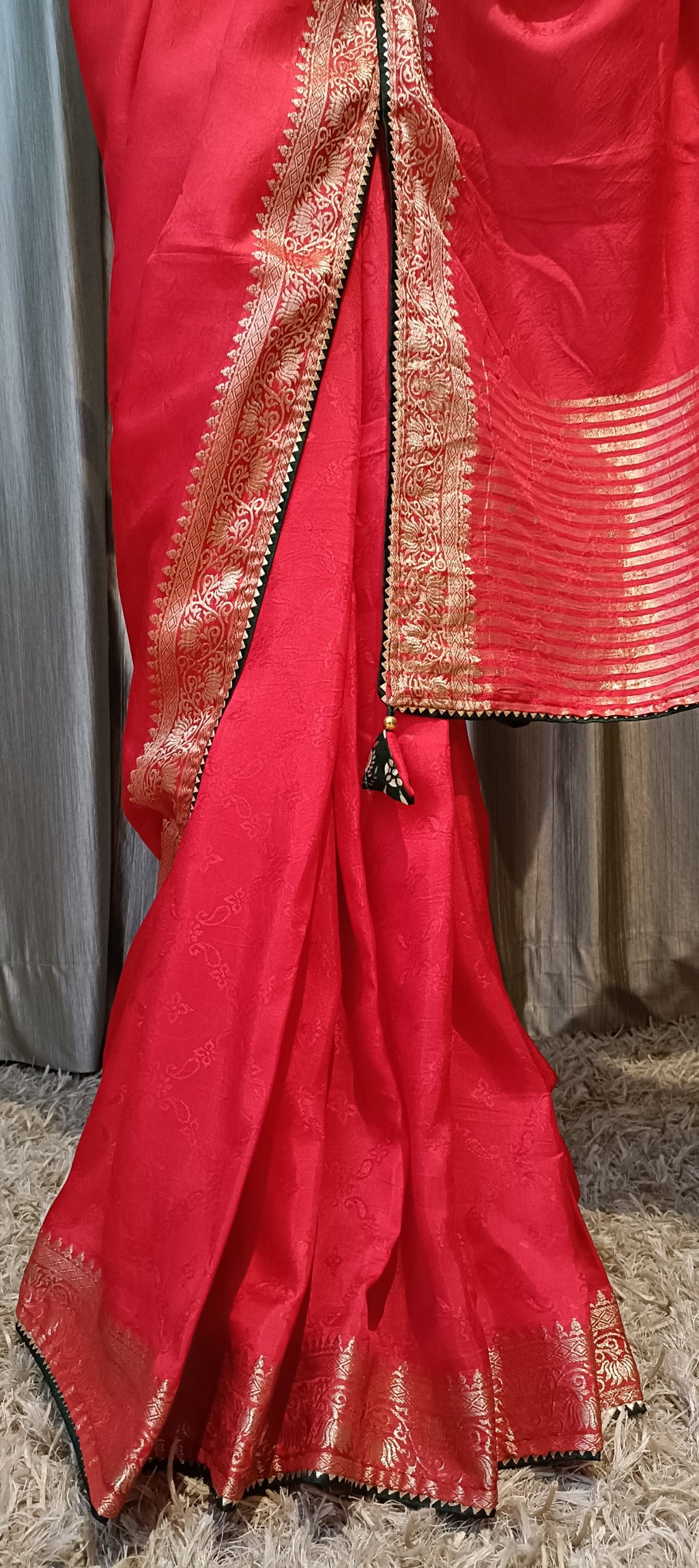 TRADITIONAL WEAR WITH GHOTA PATTI HAND WORK BLOUSE SAREE