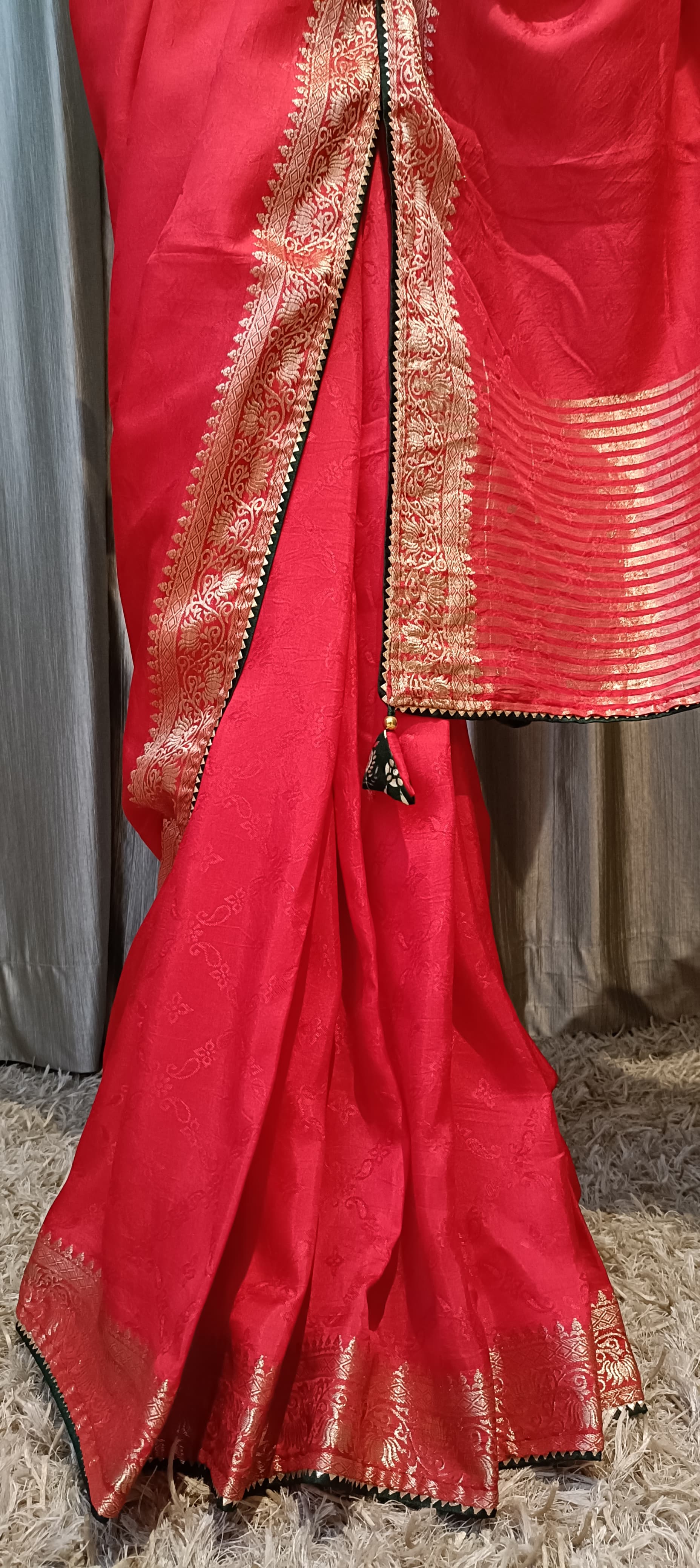 TRADITIONAL WEAR WITH GHOTA PATTI HAND WORK BLOUSE SAREE