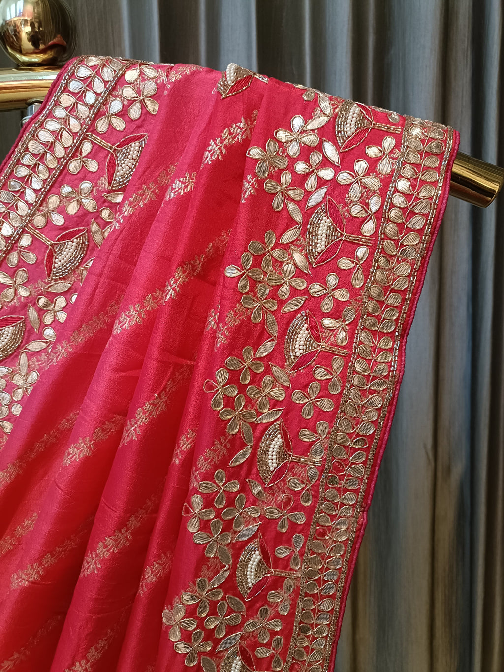 ENGAGEMENT AND TRADITIONAL WEAR GHOTA PATTI WORK SAREE