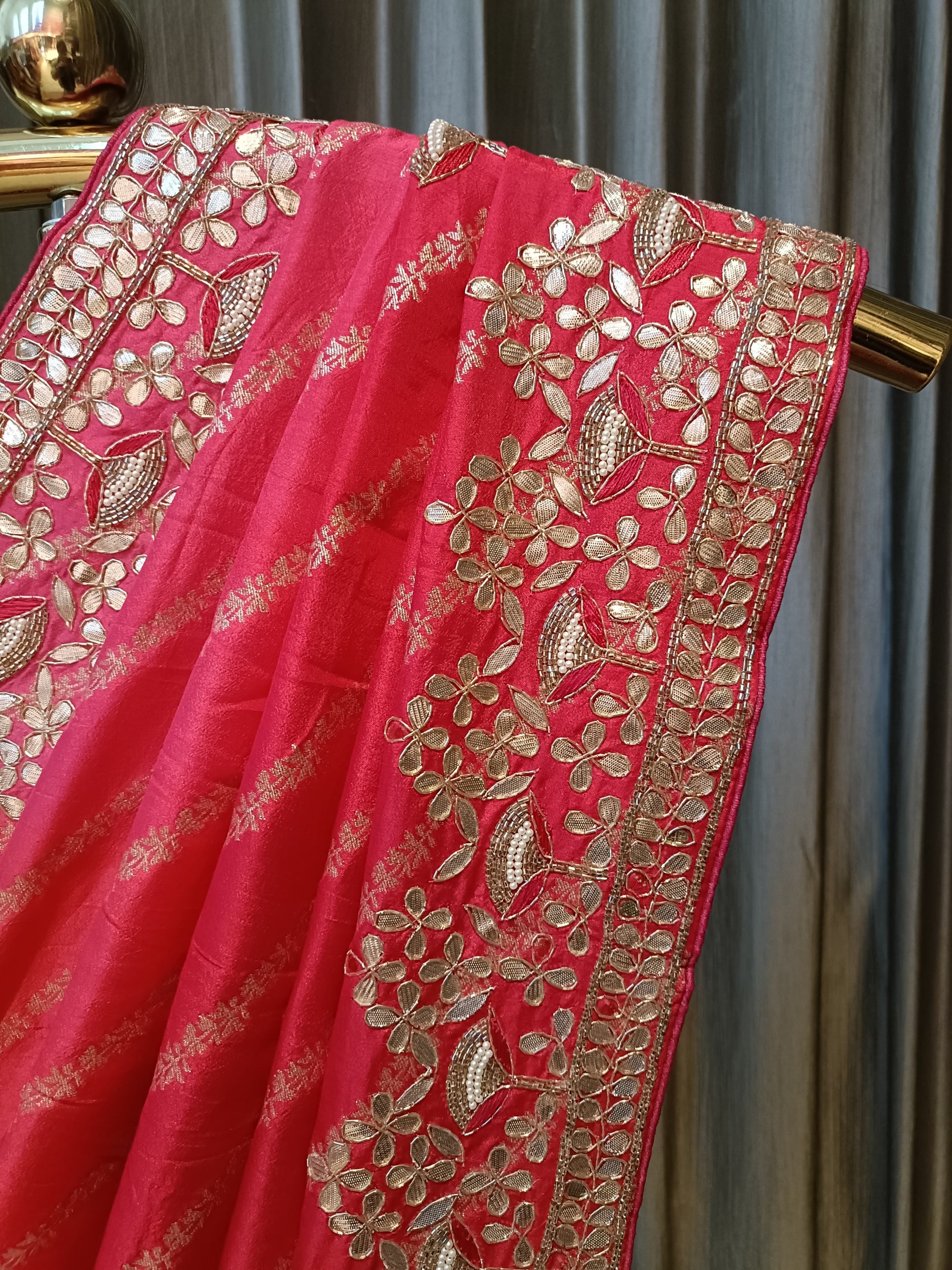 ENGAGEMENT AND TRADITIONAL WEAR GHOTA PATTI WORK SAREE