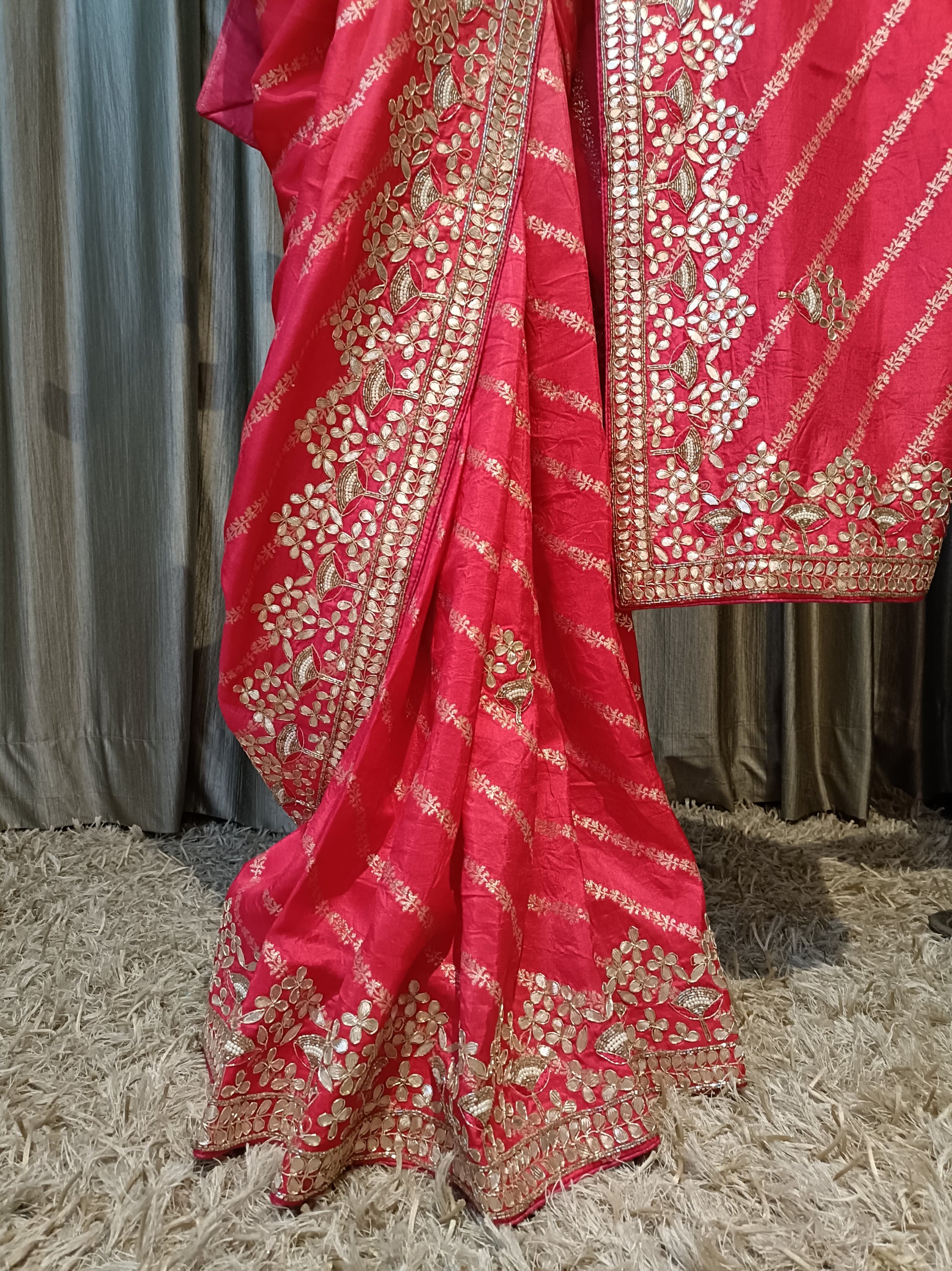 ENGAGEMENT AND TRADITIONAL WEAR GHOTA PATTI WORK SAREE