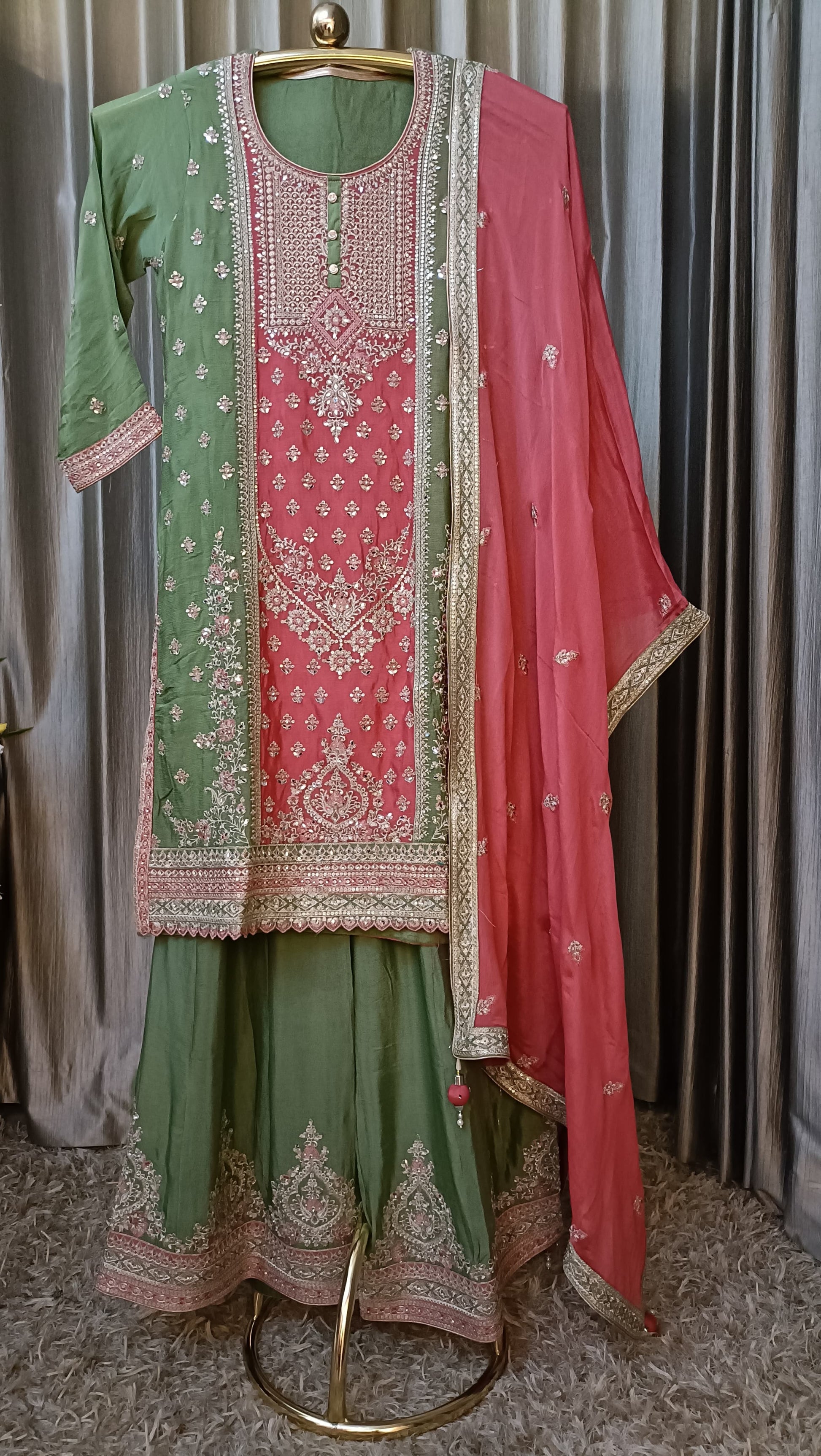 PALAZZO SET MEHNDI,SANGEET,EVENING PARTIES,FESTIVE OCCASSION PARTY WEAR
