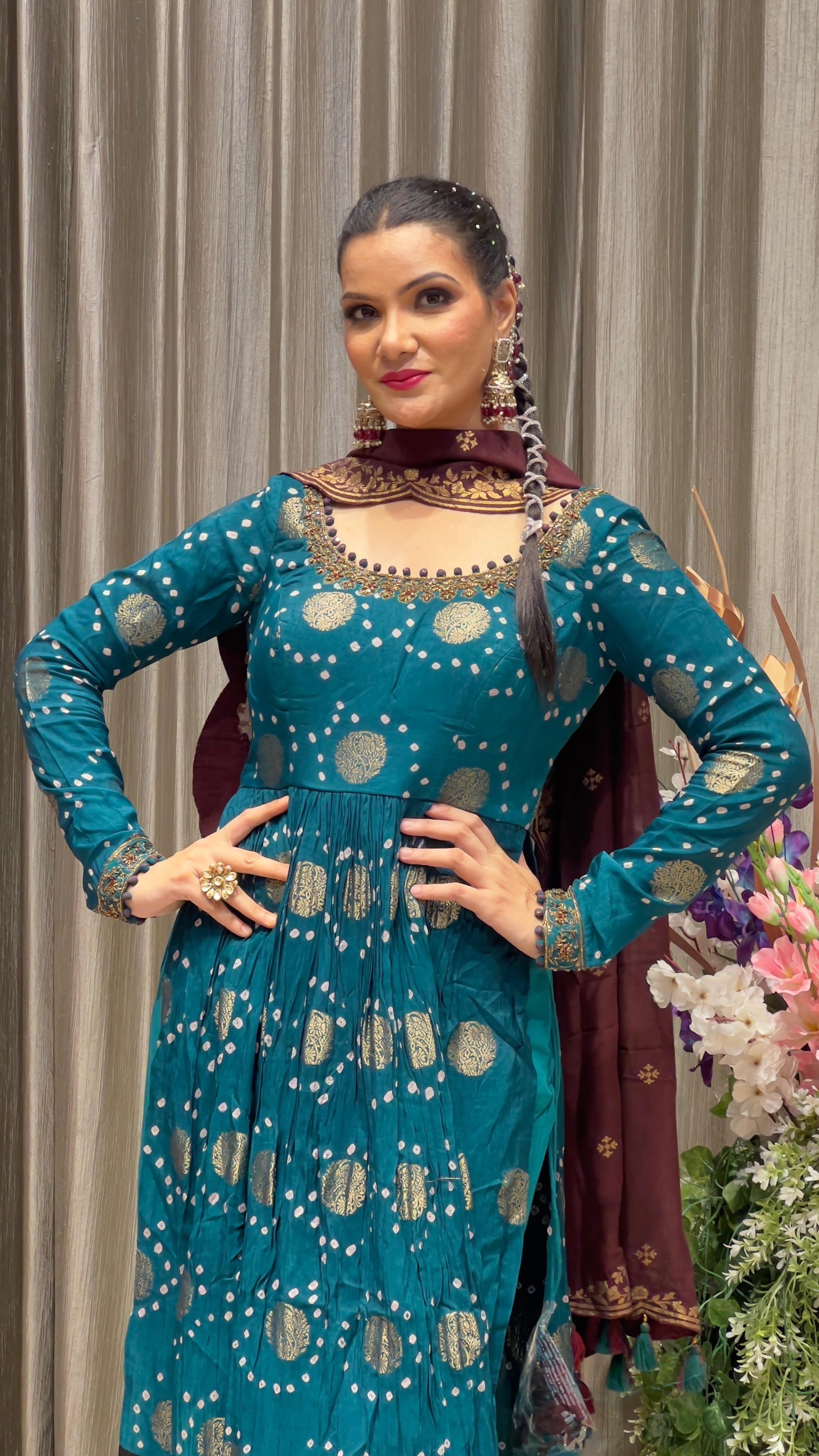 ANARKALI  WITH PALAZZO SET SANGEET,EVENING OUTING,PARTY WEAR