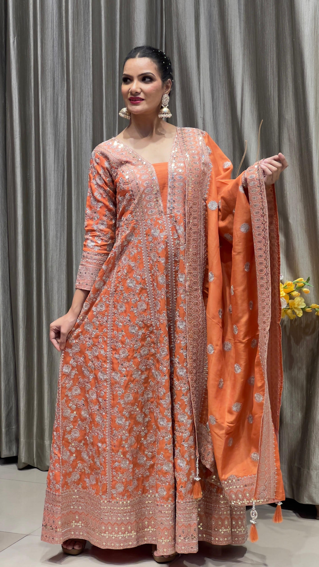 FLOOR LENGTH ANARKALI DRESS SANGEET,RECEPTION,WEDDING,TRADITIONAL,FESTIVE OCCASSION, PARTY WEAR