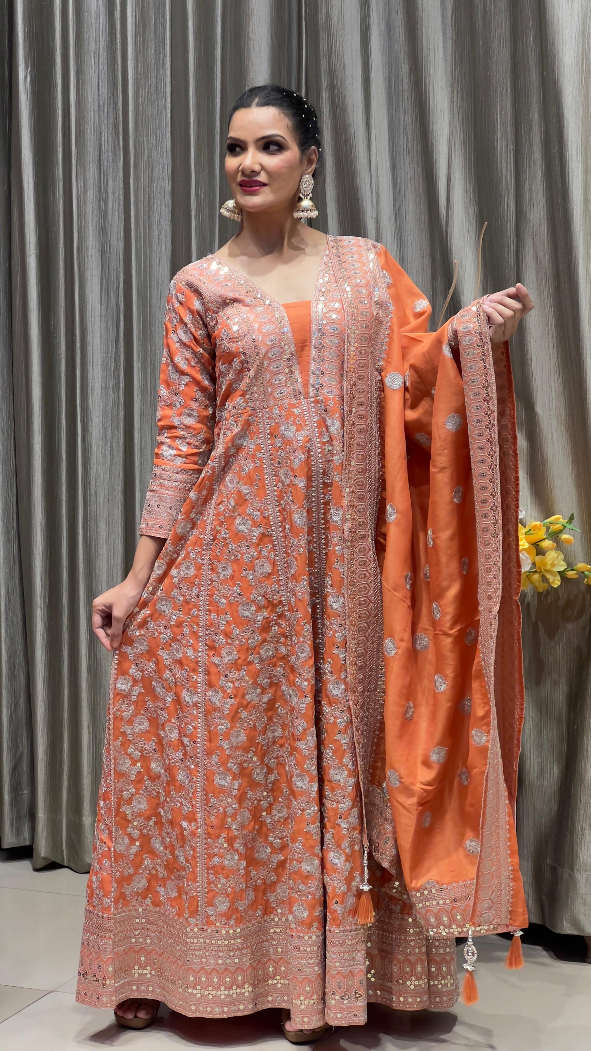 FLOOR LENGTH ANARKALI DRESS SANGEET,RECEPTION,WEDDING,TRADITIONAL,FESTIVE OCCASSION, PARTY WEAR