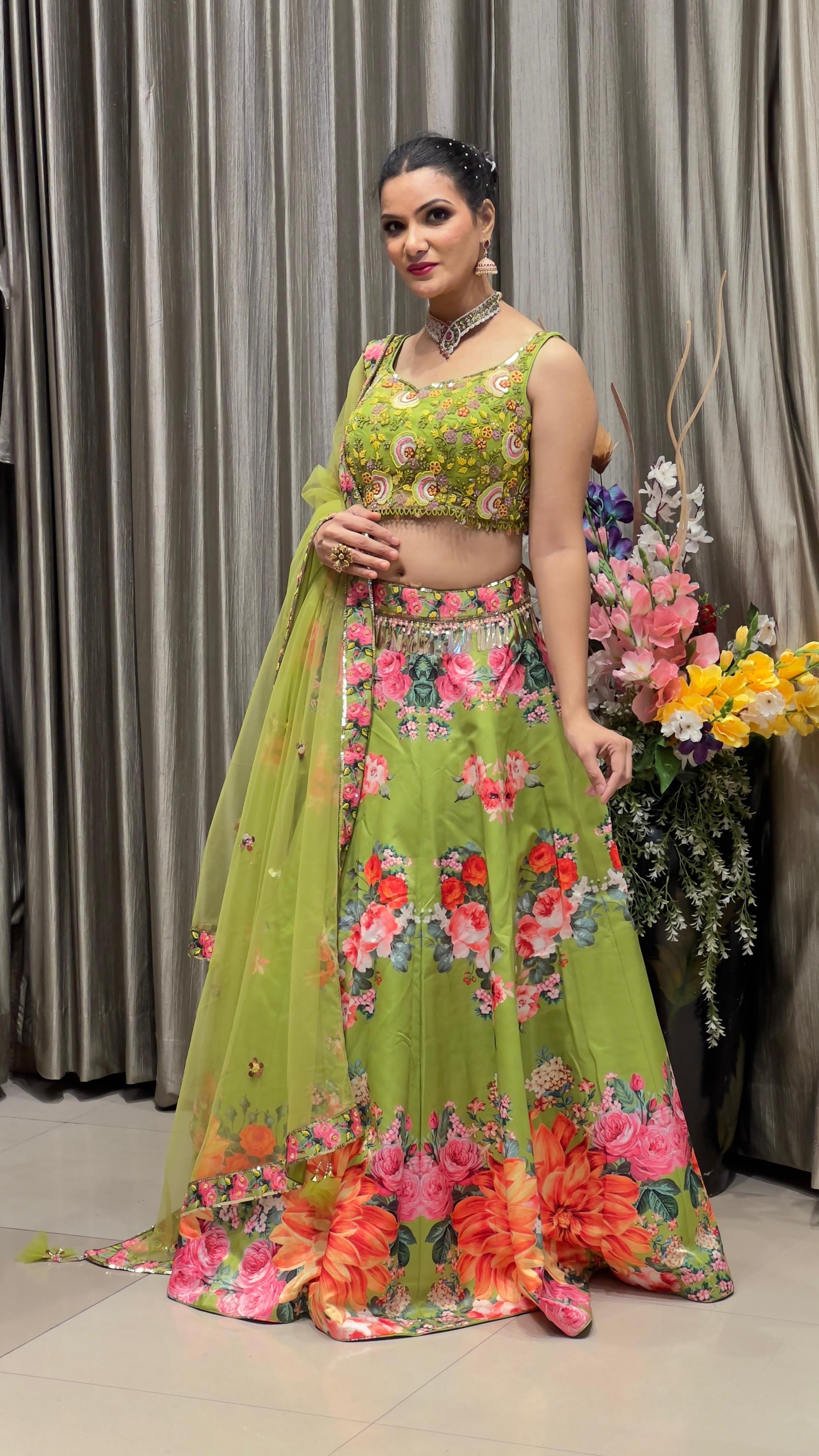 PRINTED LEHENGA CHOLI SANGEET,CASUAL OCCASSION,EVENING FUNCTION PARTY WEAR