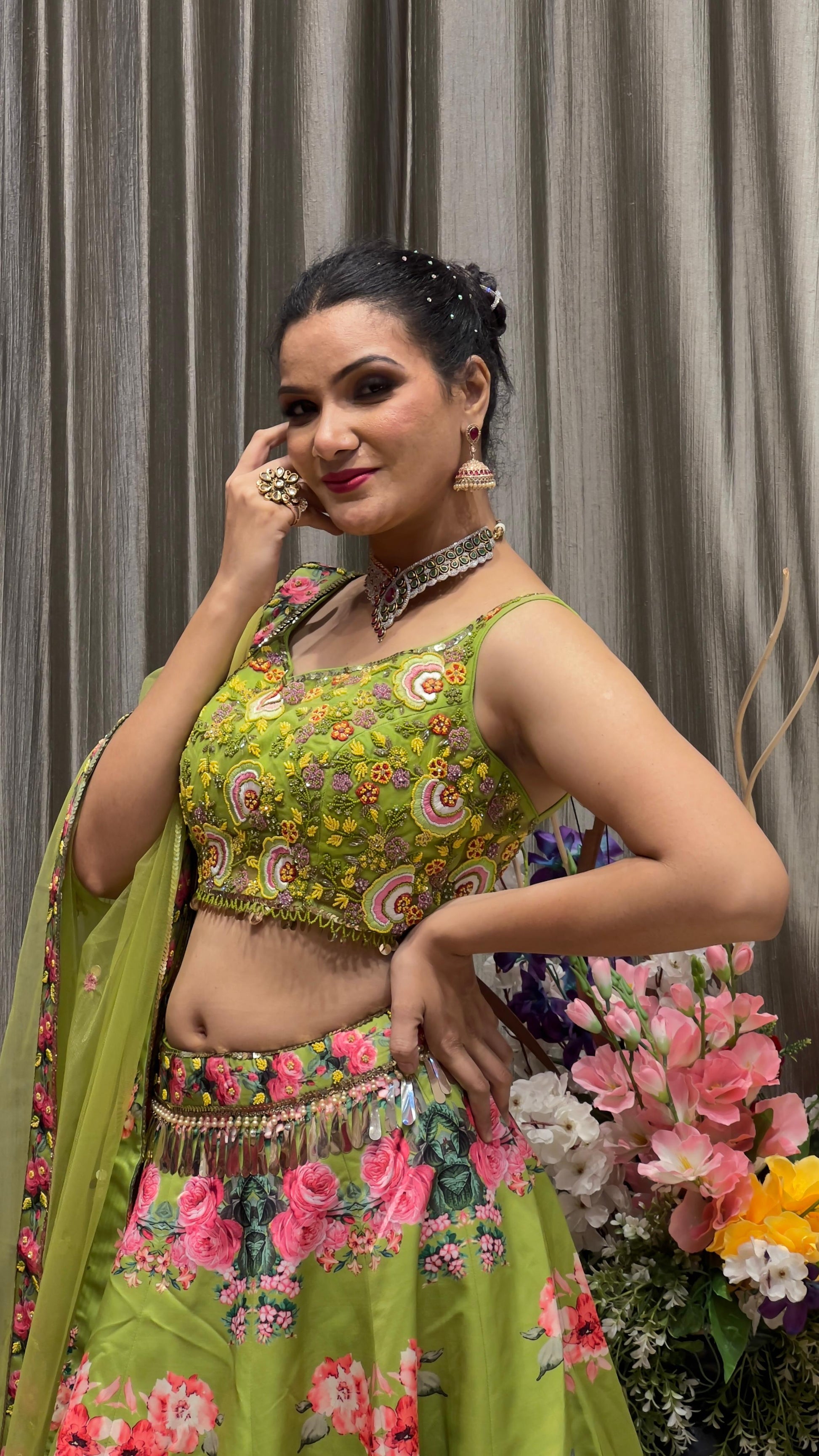 PRINTED LEHENGA CHOLI SANGEET,CASUAL OCCASSION,EVENING FUNCTION PARTY WEAR