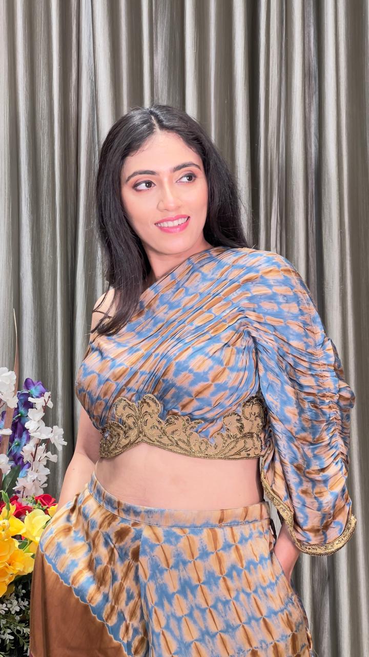 INDO-WESTERN TIE DYE PALAZZO SET FESTIVE OCCASSION,MEHNDI FUNCTION,EVENING WEAR